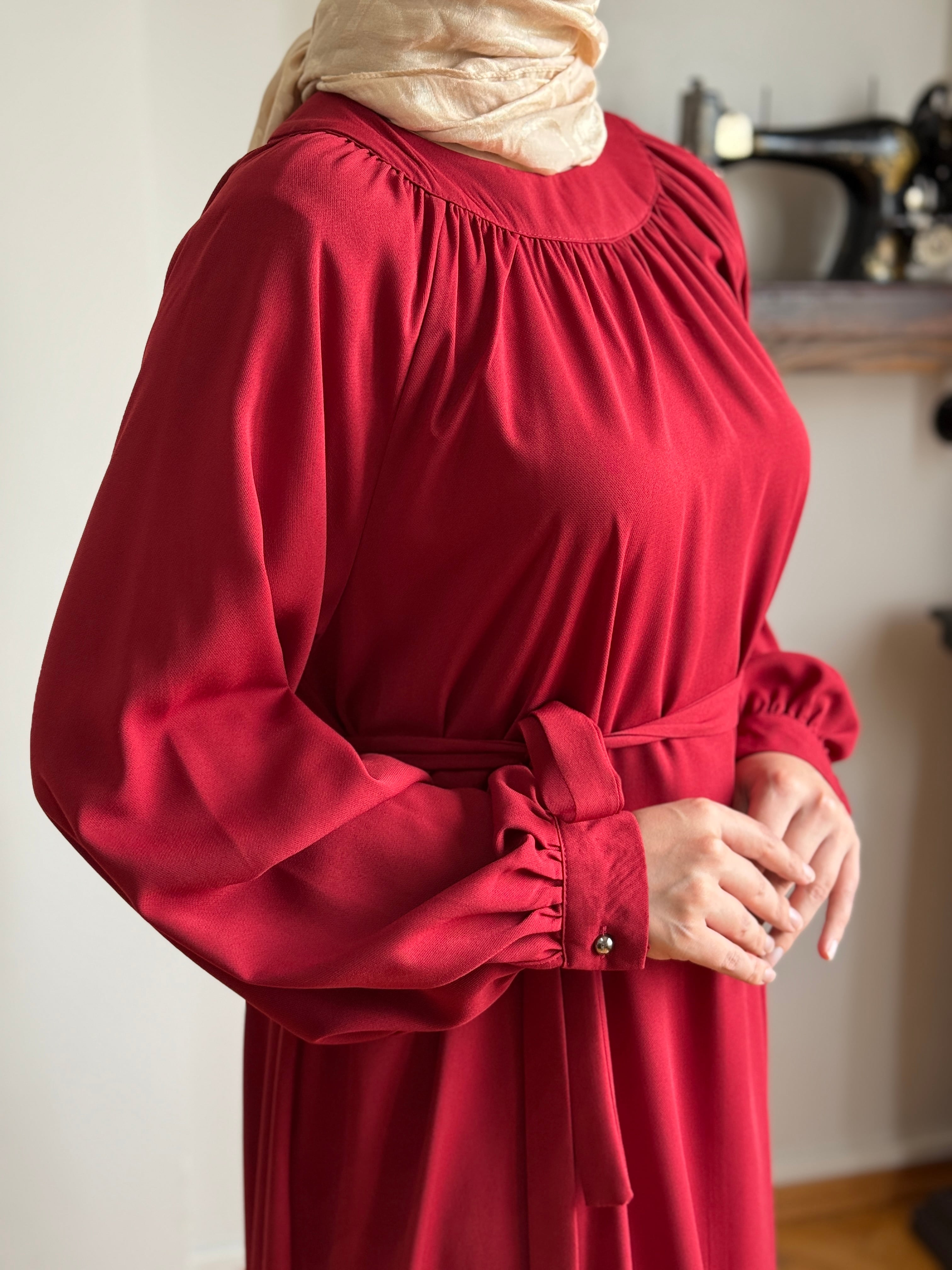 Reglan Kollu Büzgülü Elbise 5089