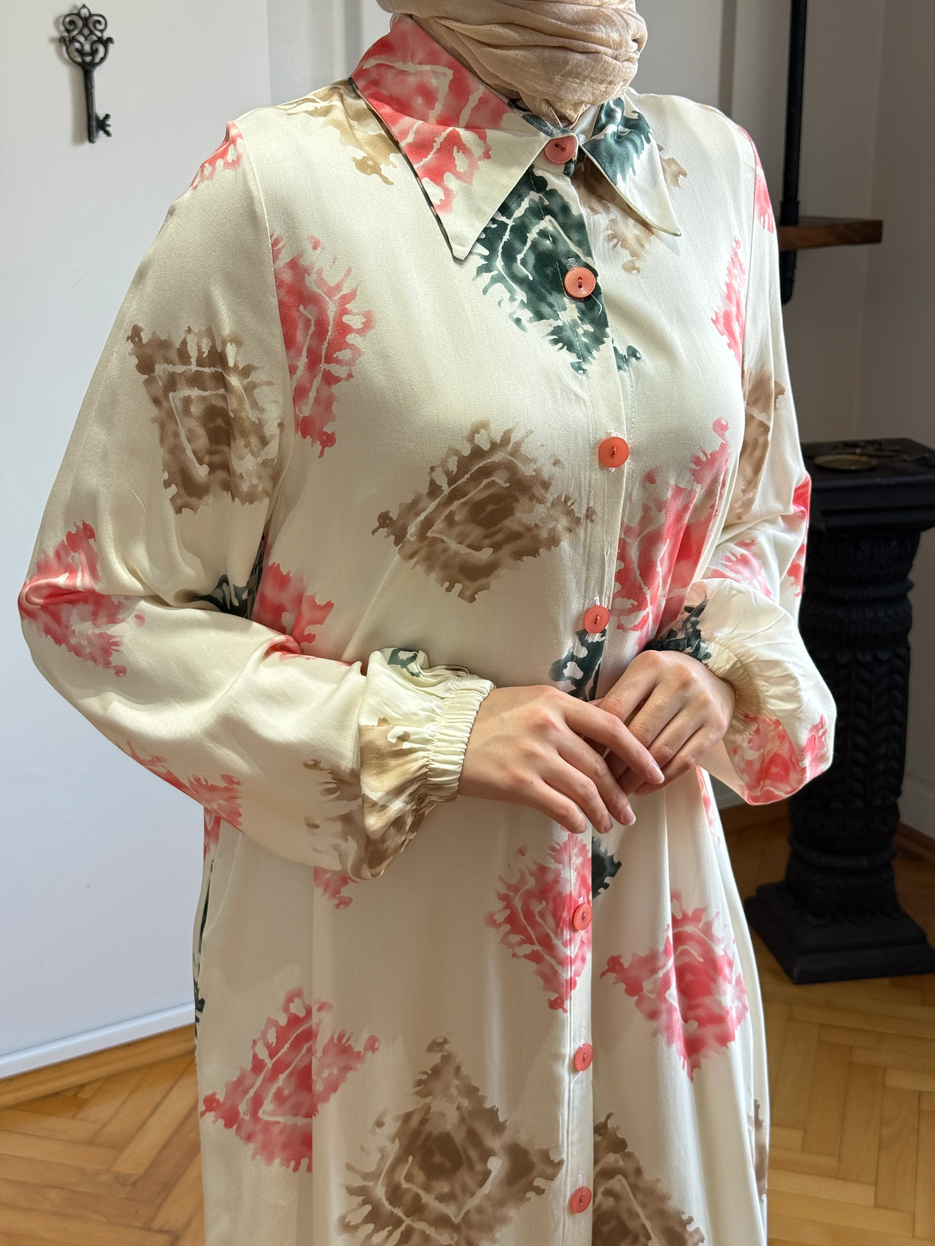 Boy Düğmeli Pamuk Gömlek Elbise 1892 NAVRA | FENDEL - pudra