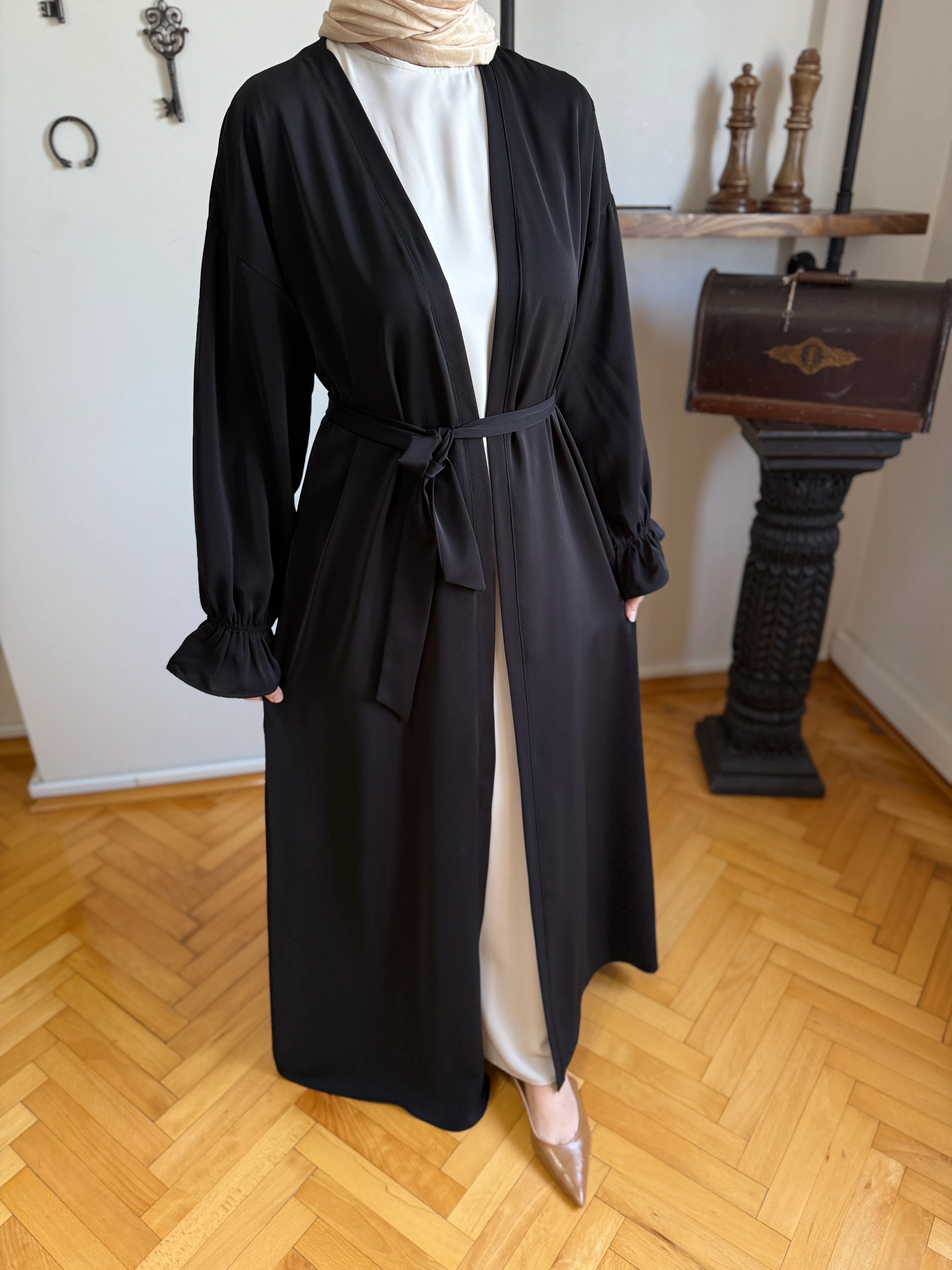 Garnili Kuşaklı Ikili Abaya Takım 5041 NAVRA | FENDEL