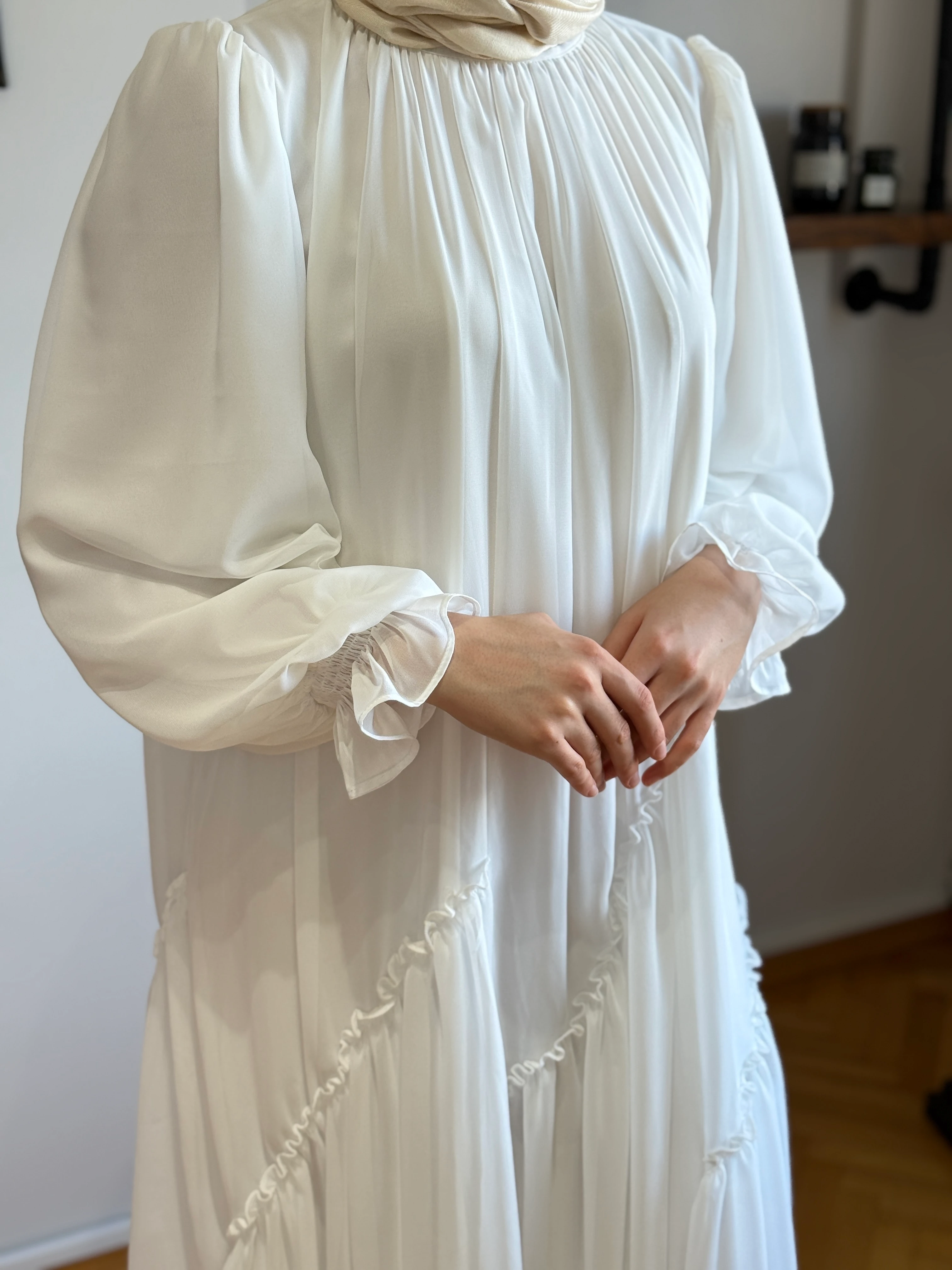 Verev Büzgülü Şifon Elbise 1006 NAVRA | FENDEL