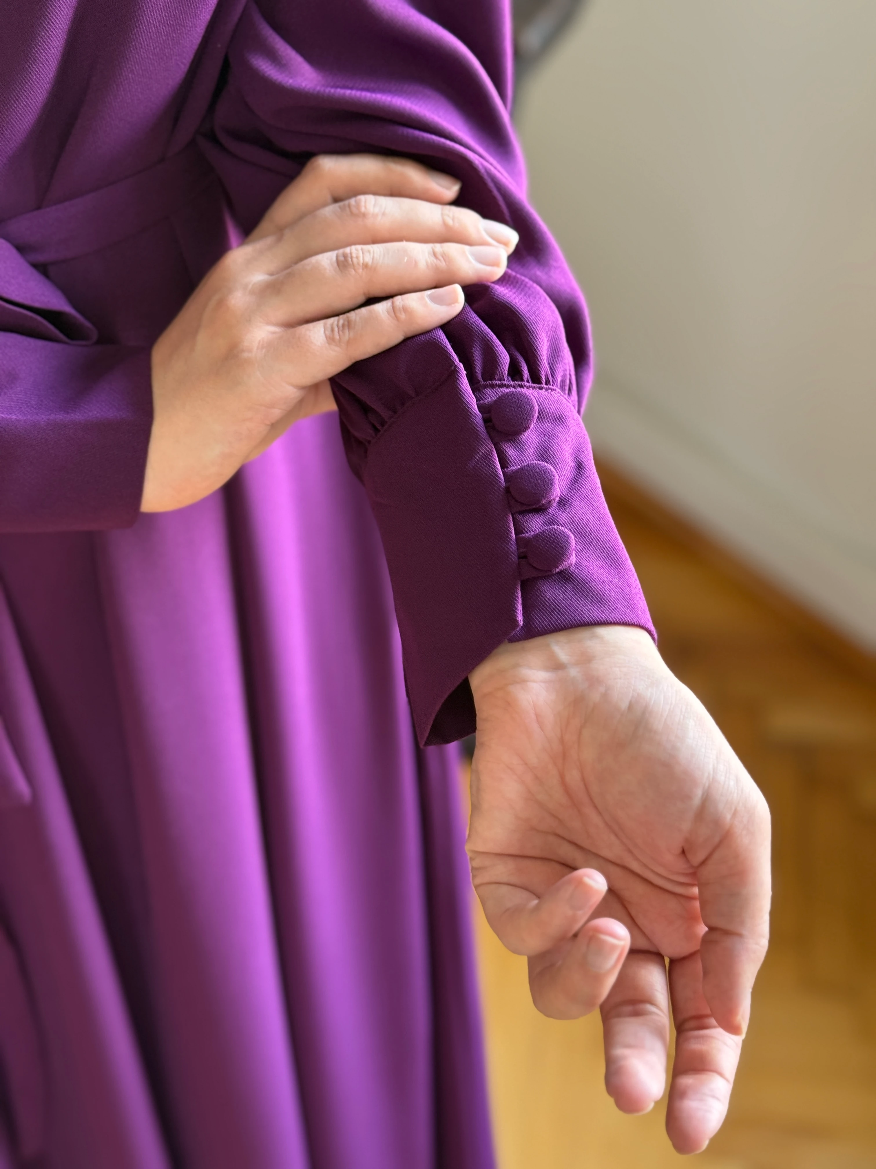 Yandan Kaplama Düğmeli Krep Elbise 5086 NAVRA | FENDEL