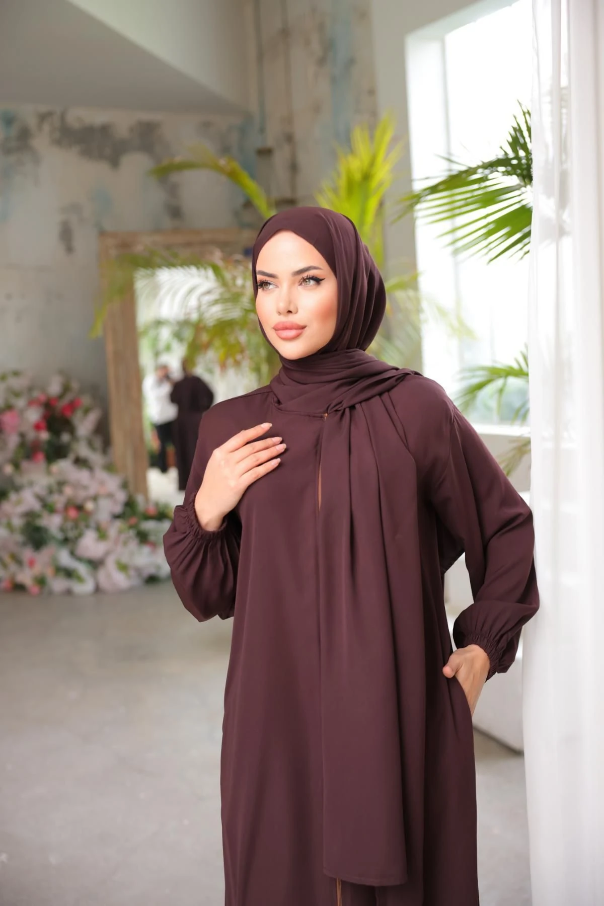 Medine İpeği Şallı Namaz Elbisesi 5047 NAVRA | FENDEL