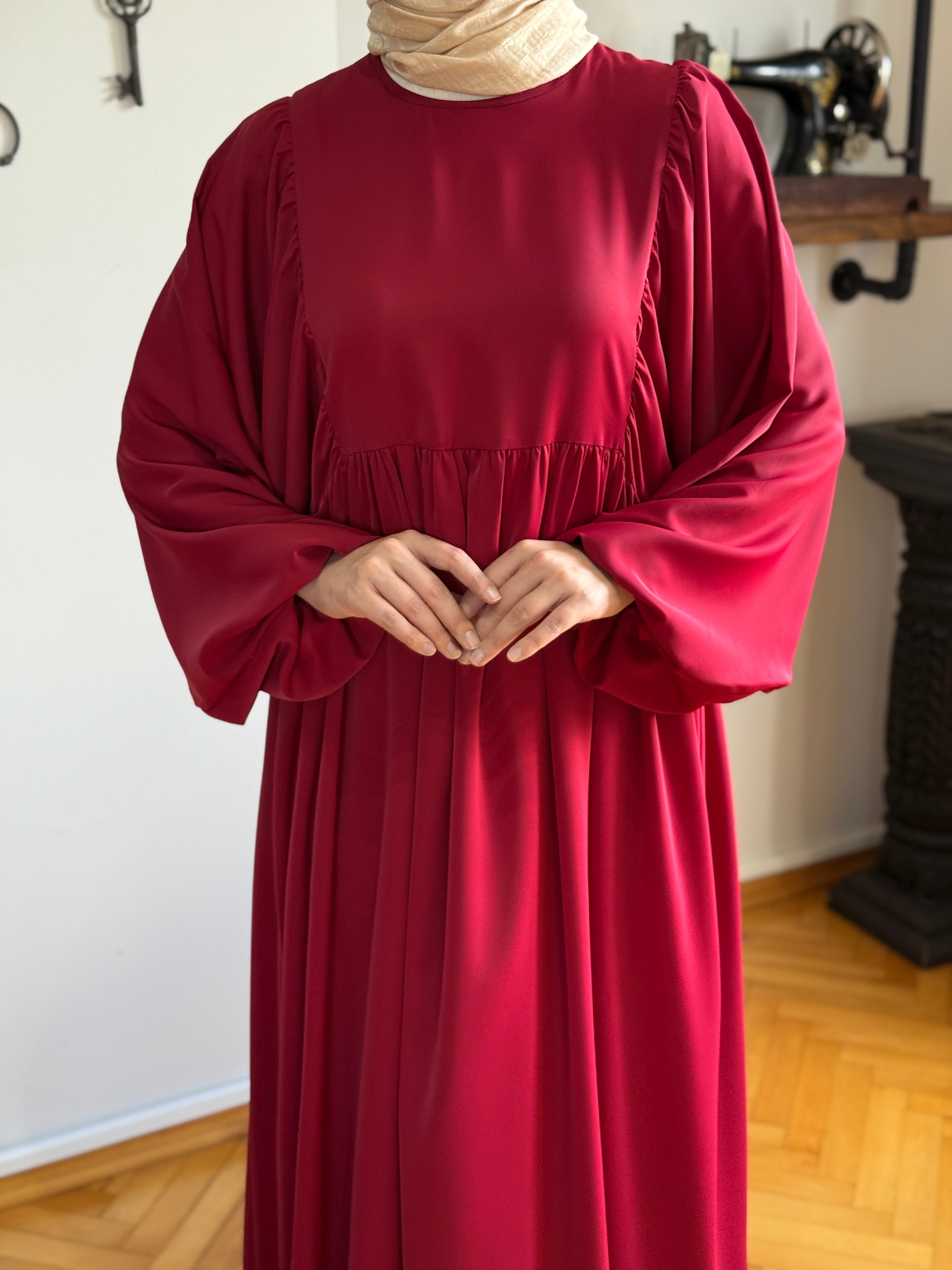 Balon Kollu Oversize Elbise 5096