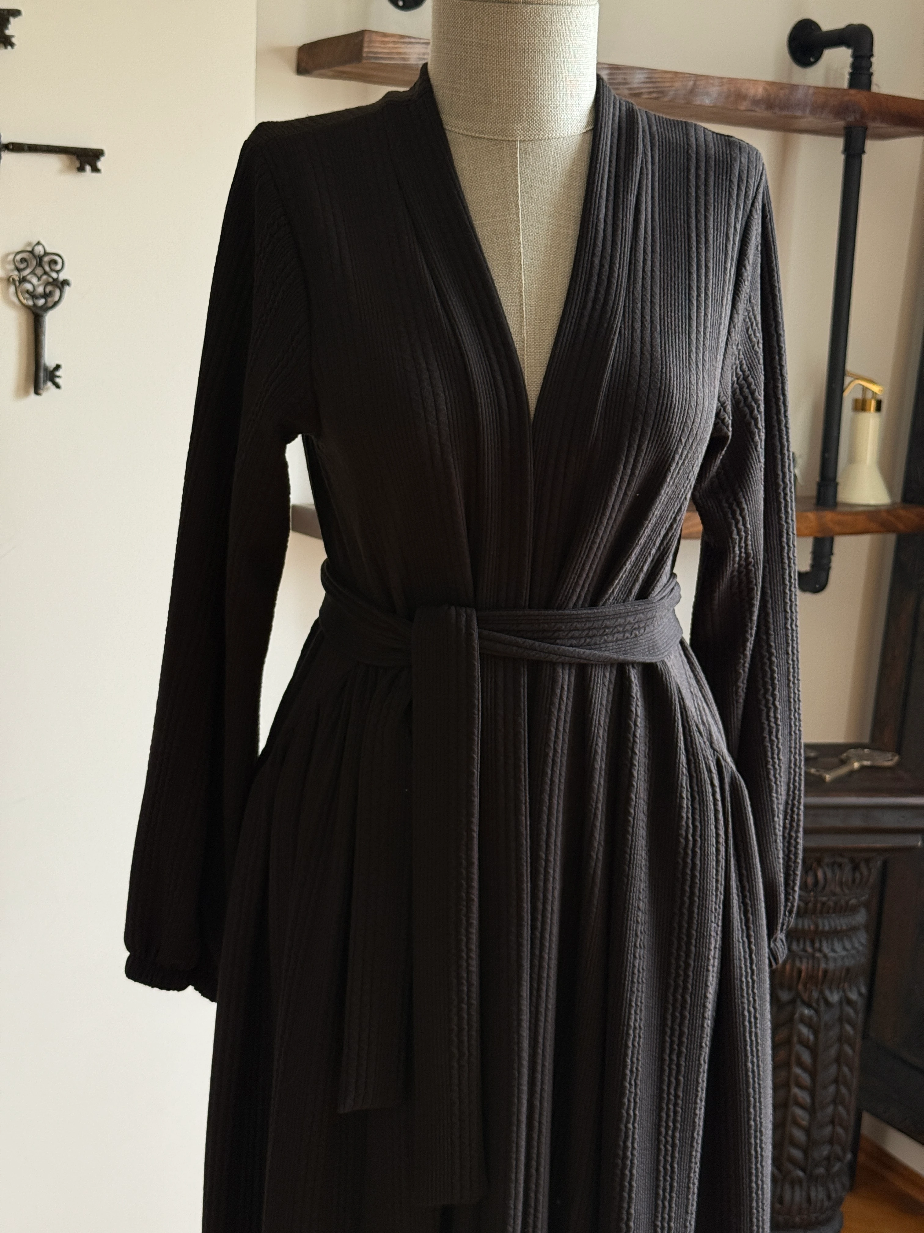 Yandan Büzgülü Örme Uzun Hırka Ferace 2408 NAVRA | FENDEL