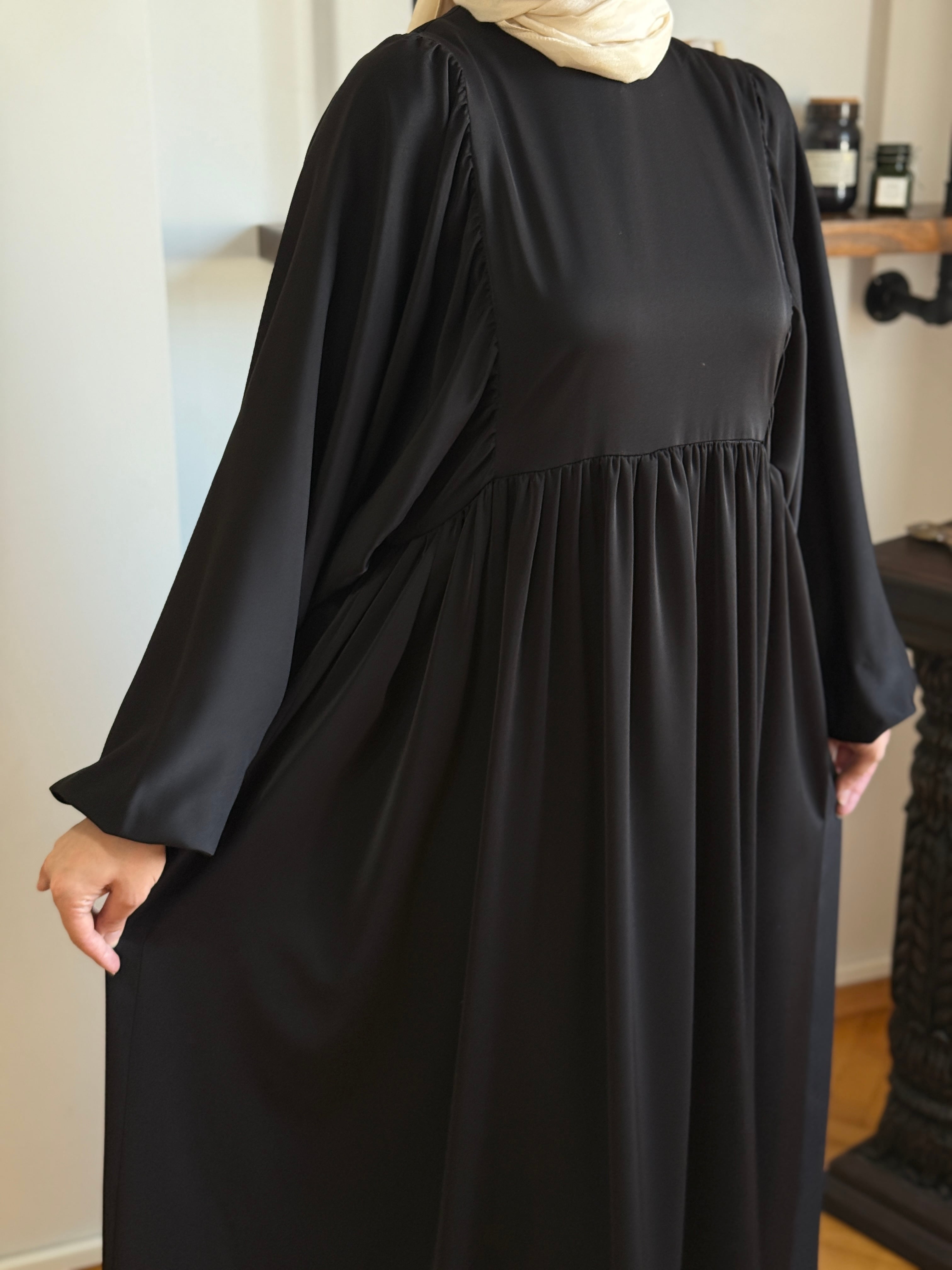 Balon Kollu Oversize Elbise 5096 - siyah