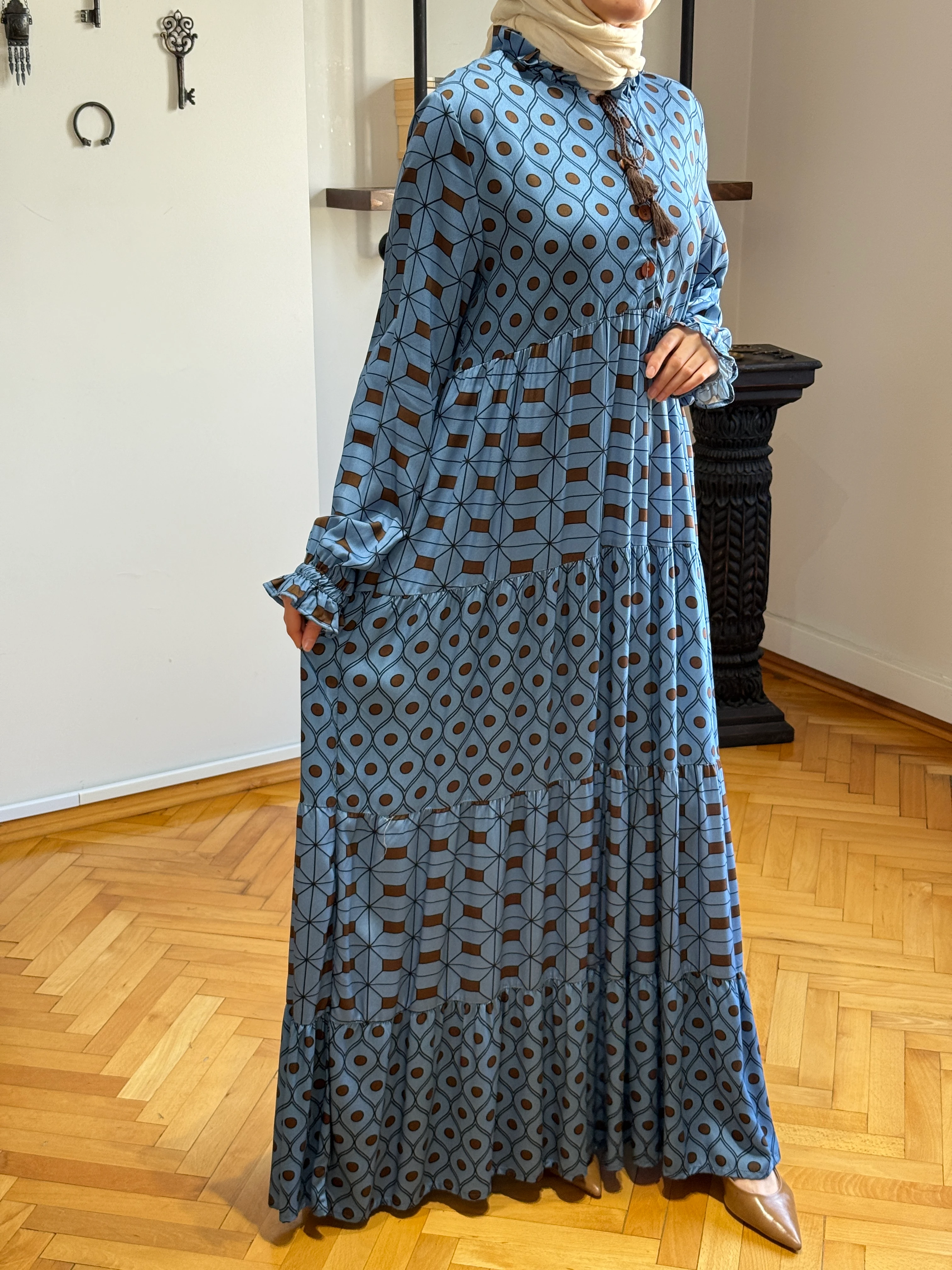 Yaka Fırfırlı Çingene Pamuk Elbise 1895 NAVRA | FENDEL