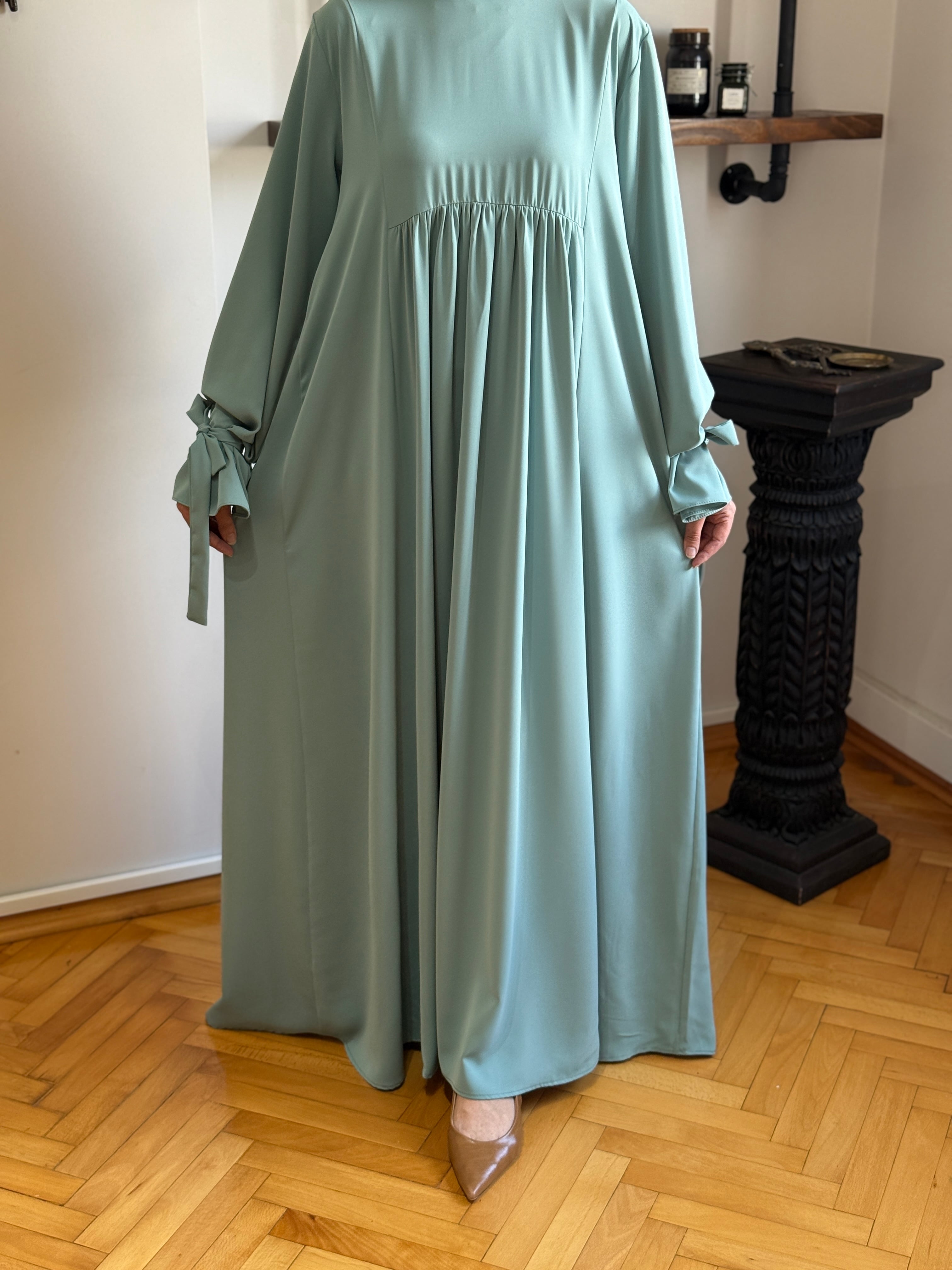 Kol Bağlamalı Oversize Elbise 1001 - mint