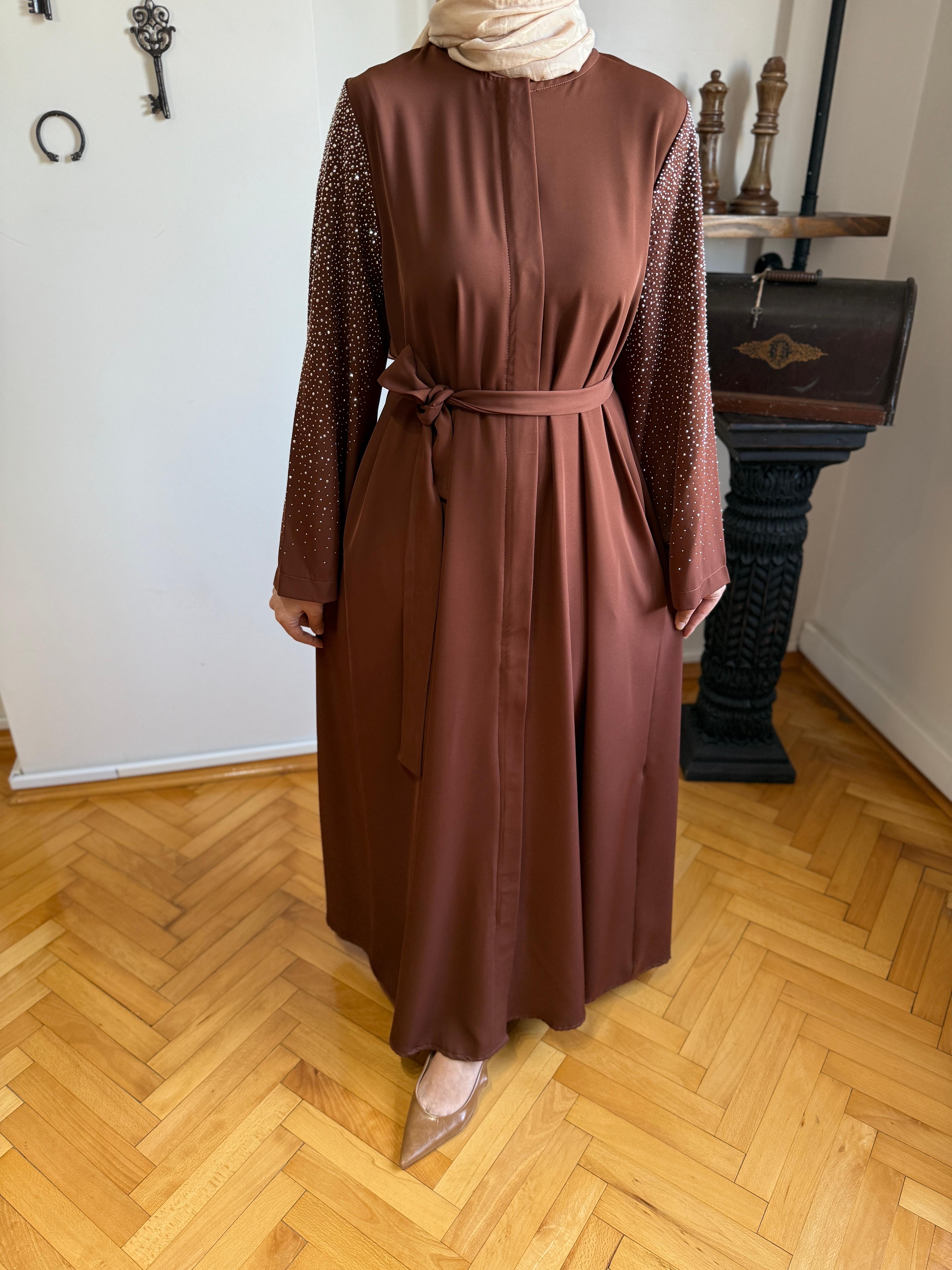 Bej Kolu Taşlı Ferace 5048