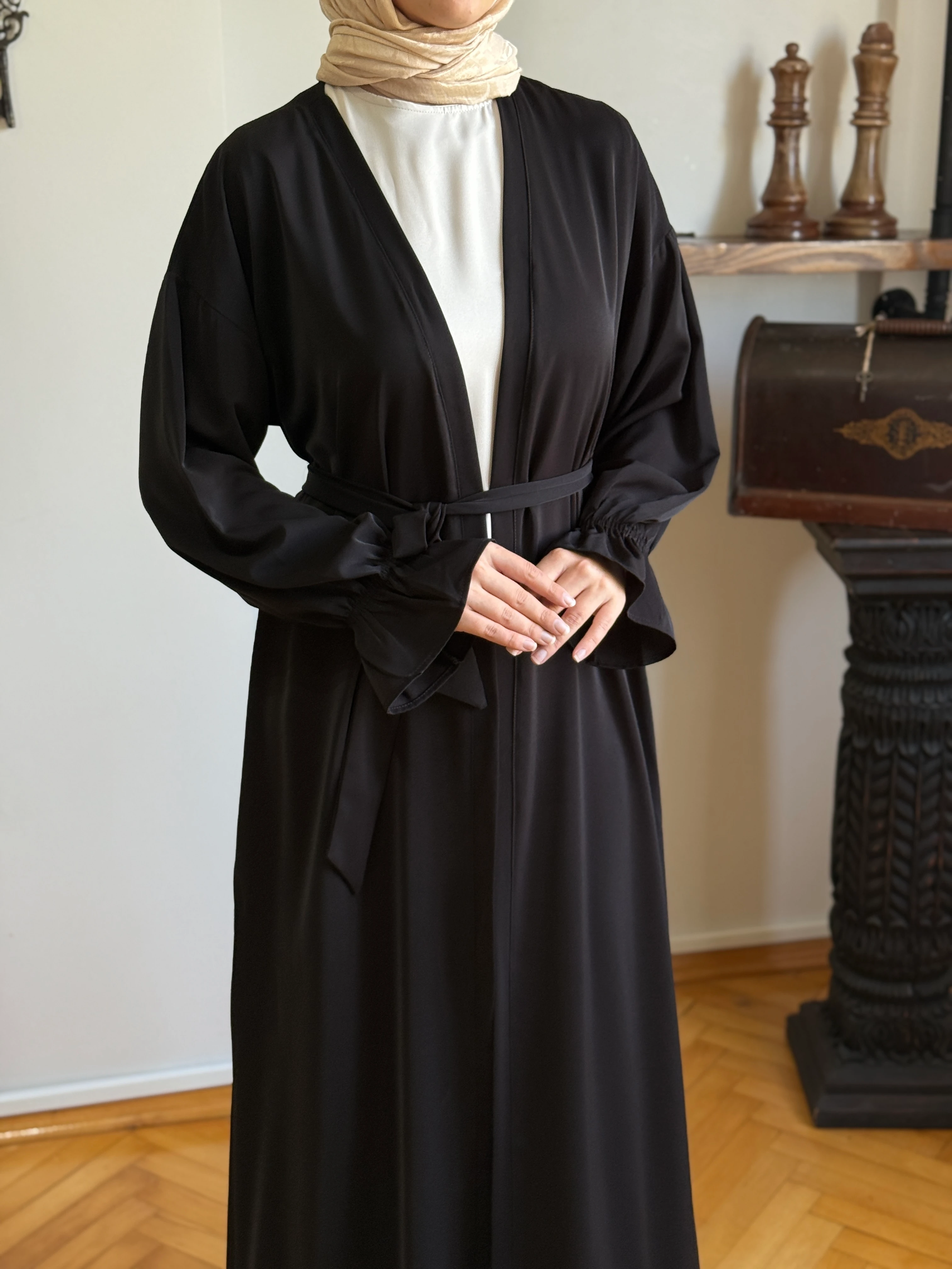 Garnili Kuşaklı Ikili Abaya Takım 5041 NAVRA | FENDEL