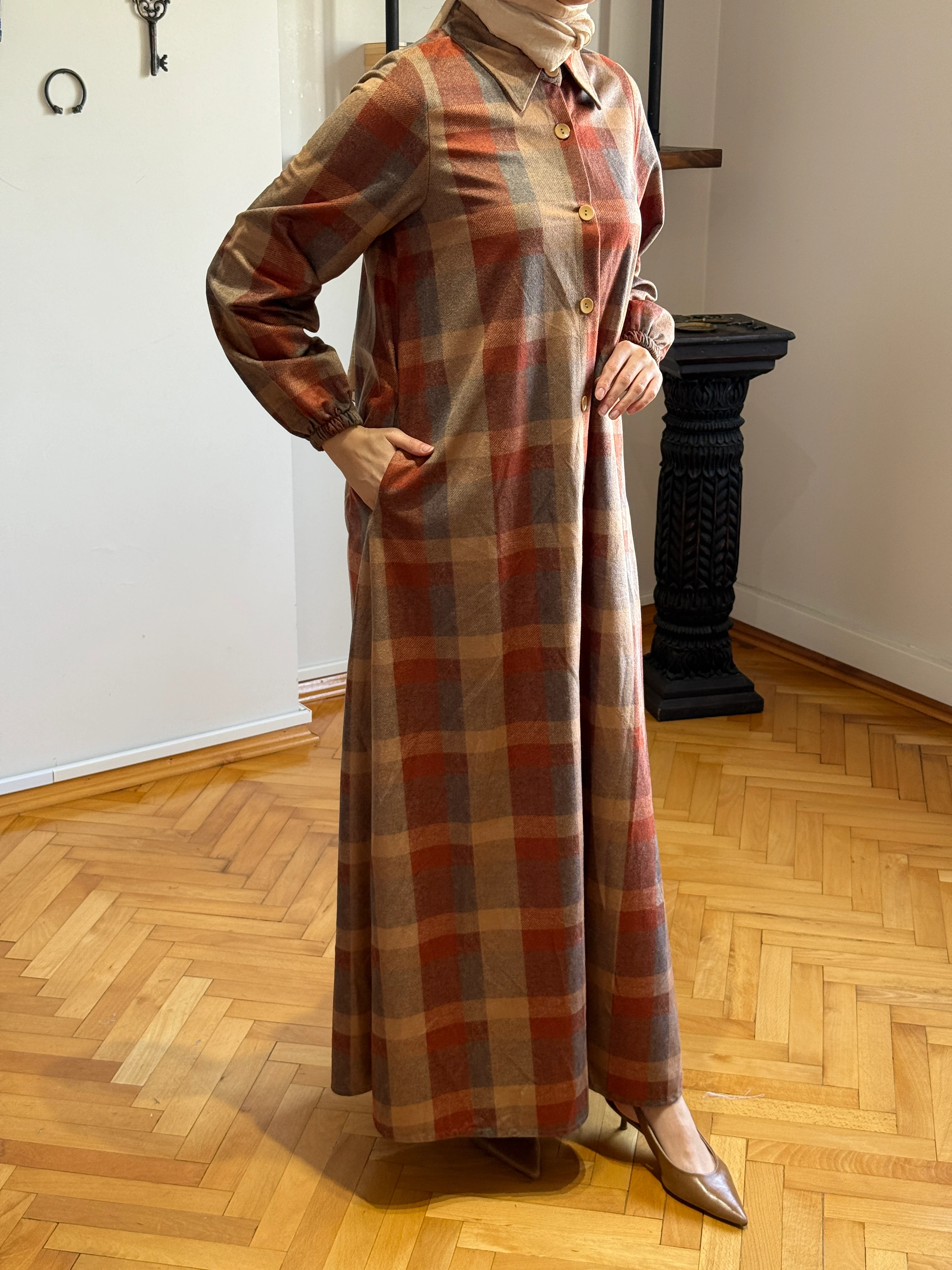 Boy Düğmeli Kadife Gömlek Elbise 2210 NAVRA | FENDEL