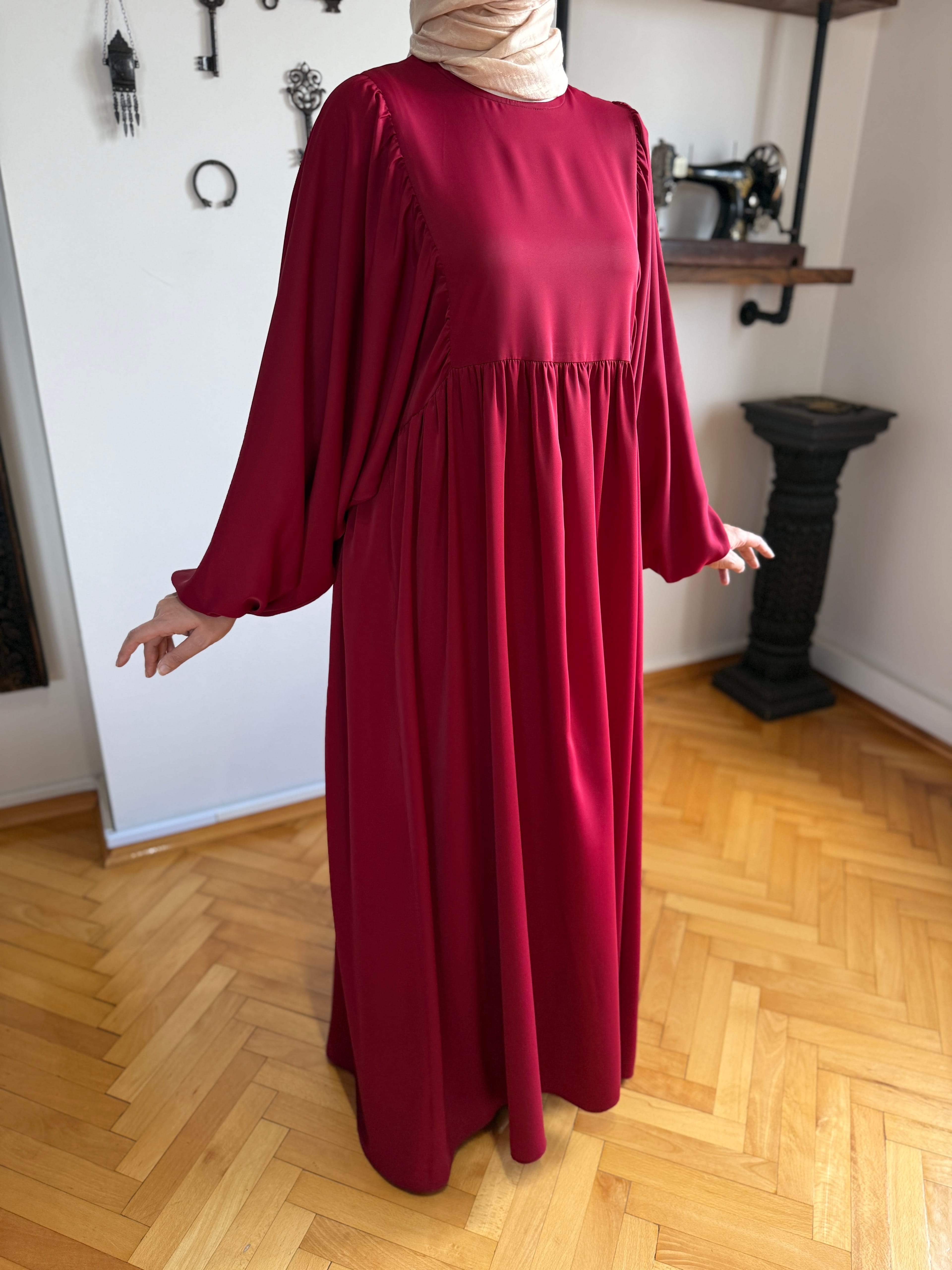 Balon Kollu Oversize Elbise 5096