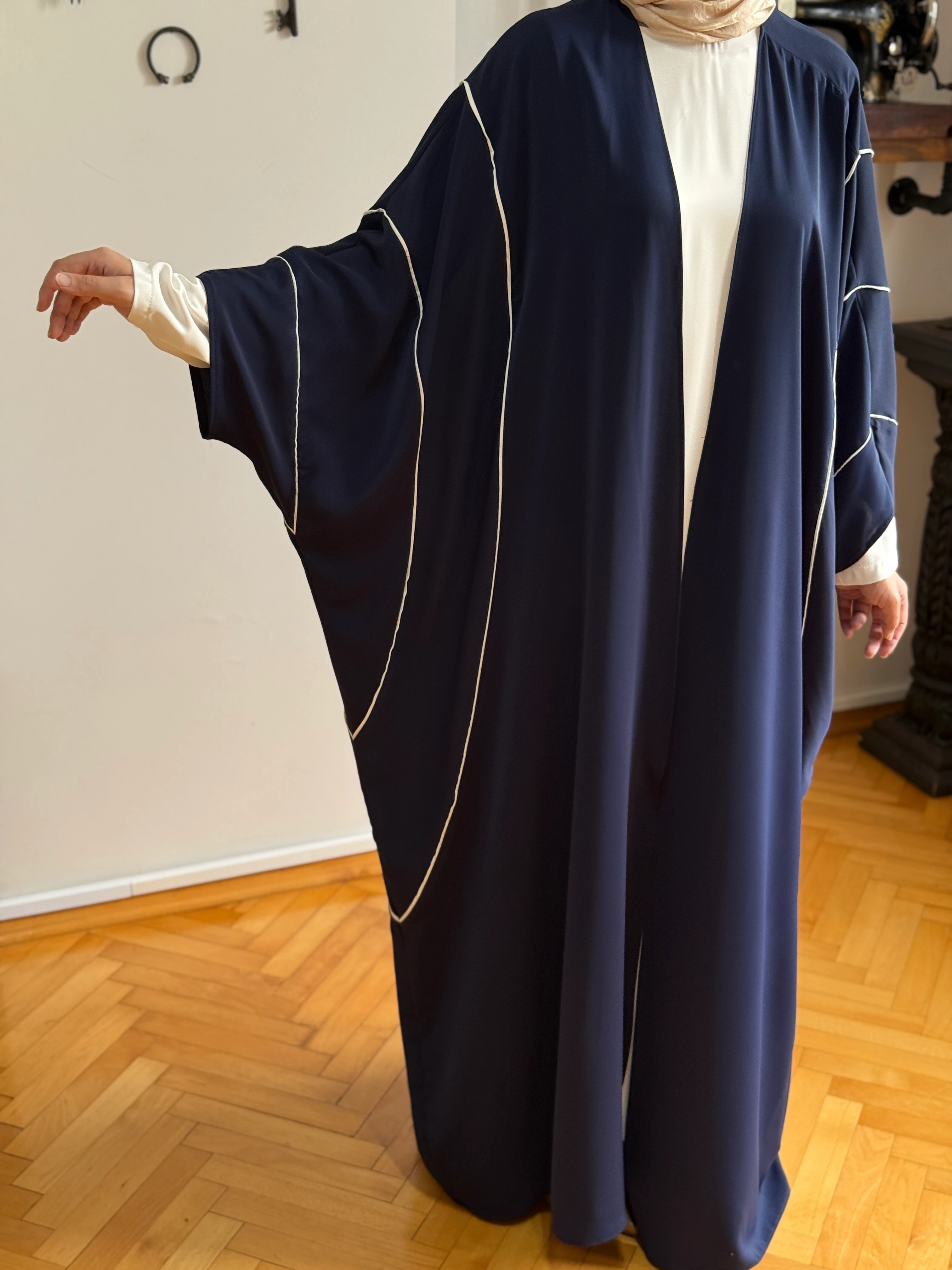 Biyeli Abaya Takım 5081 NAVRA | FENDEL - lacivert