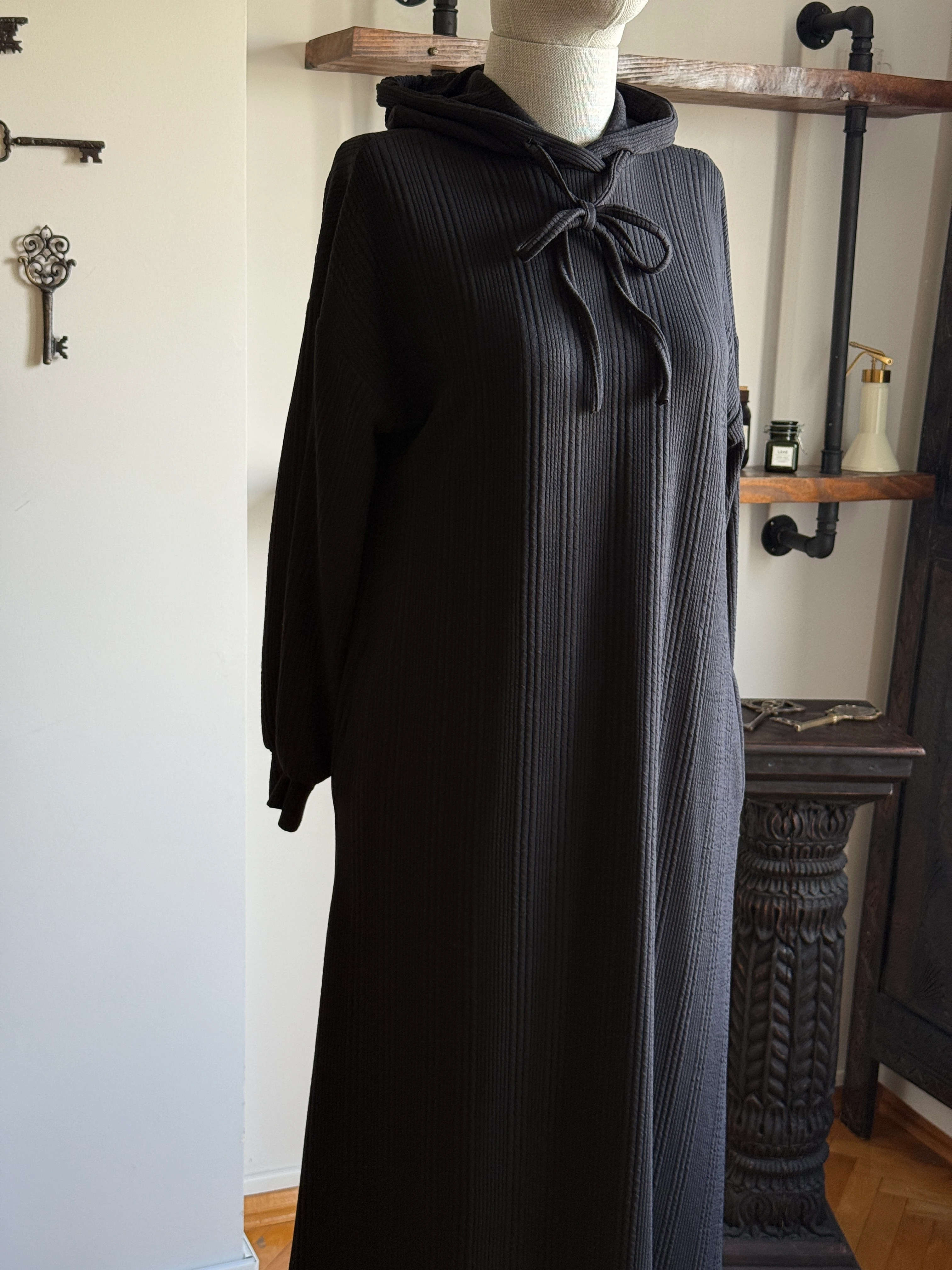 Kapüşonlu ve Cepli Örme Elbise 2402 NAVRA | FENDEL