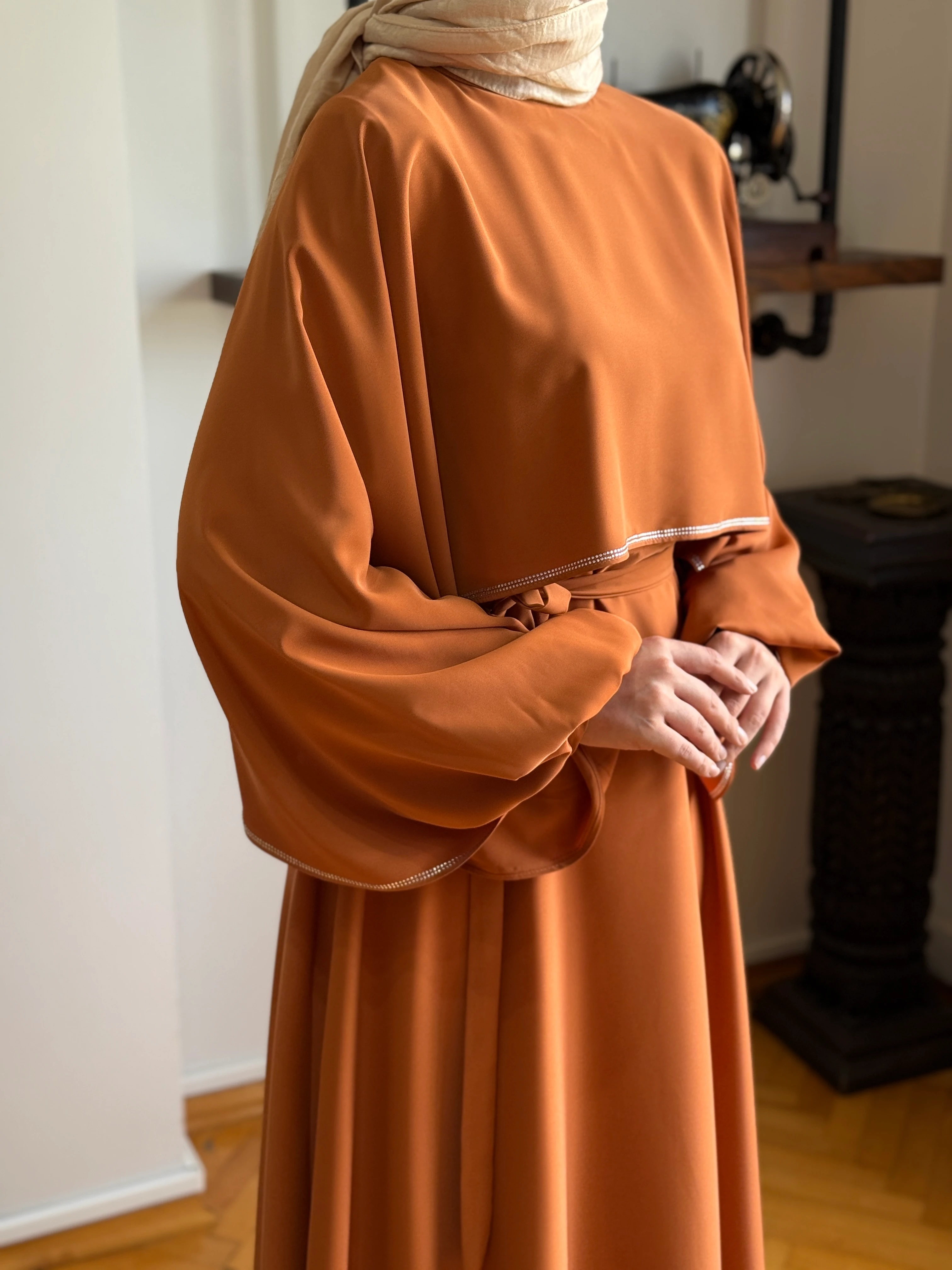 Taşlı Yarasa Kol Abiye 5066 NAVRA | FENDEL - kiremit