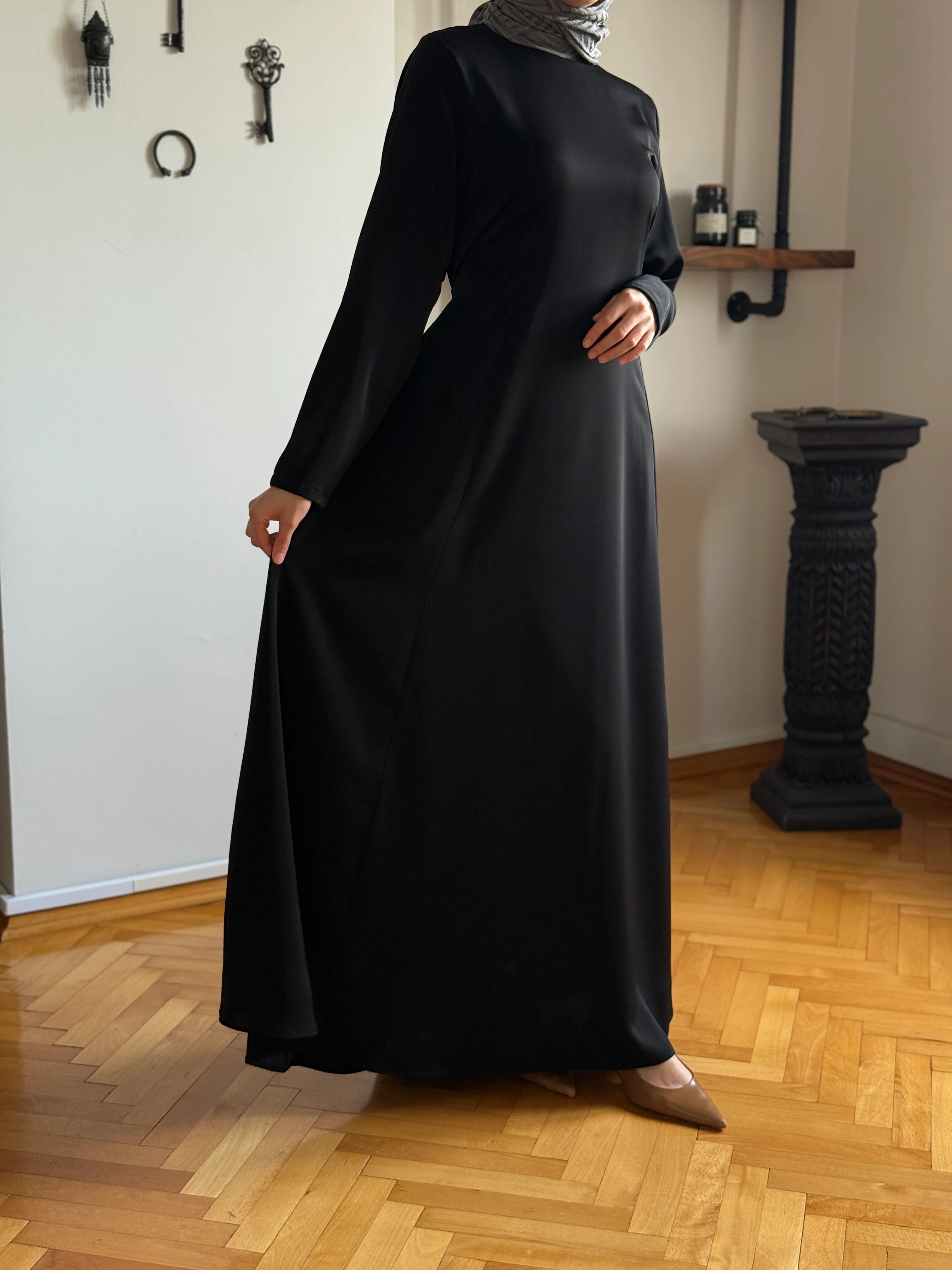 Pelerinli Bel Bağlamalı Elbise 1002 NAVRA | FENDEL