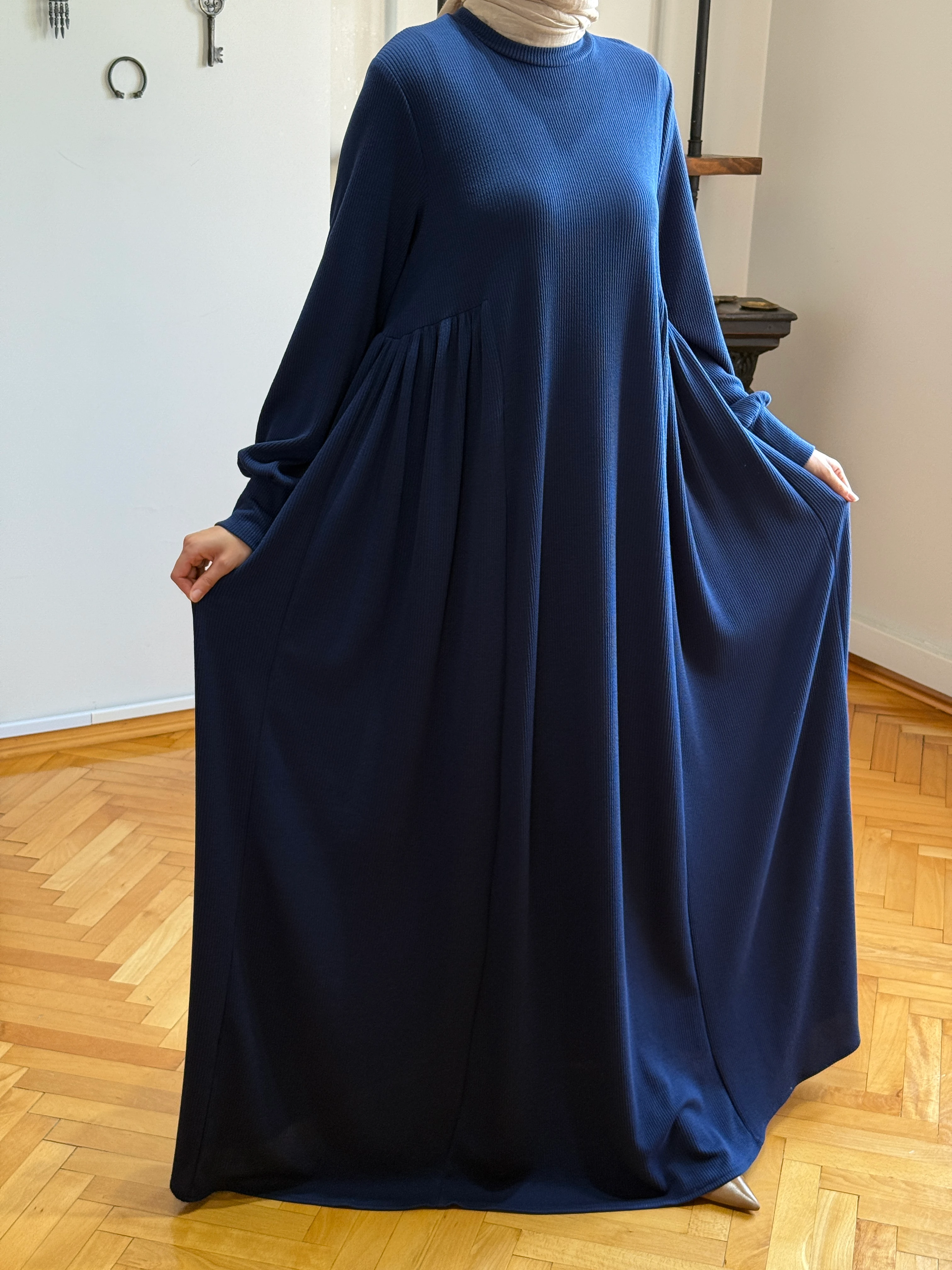 Yandan Büzgülü Örme Elbise 8000 NAVRA | FENDEL - lacivert