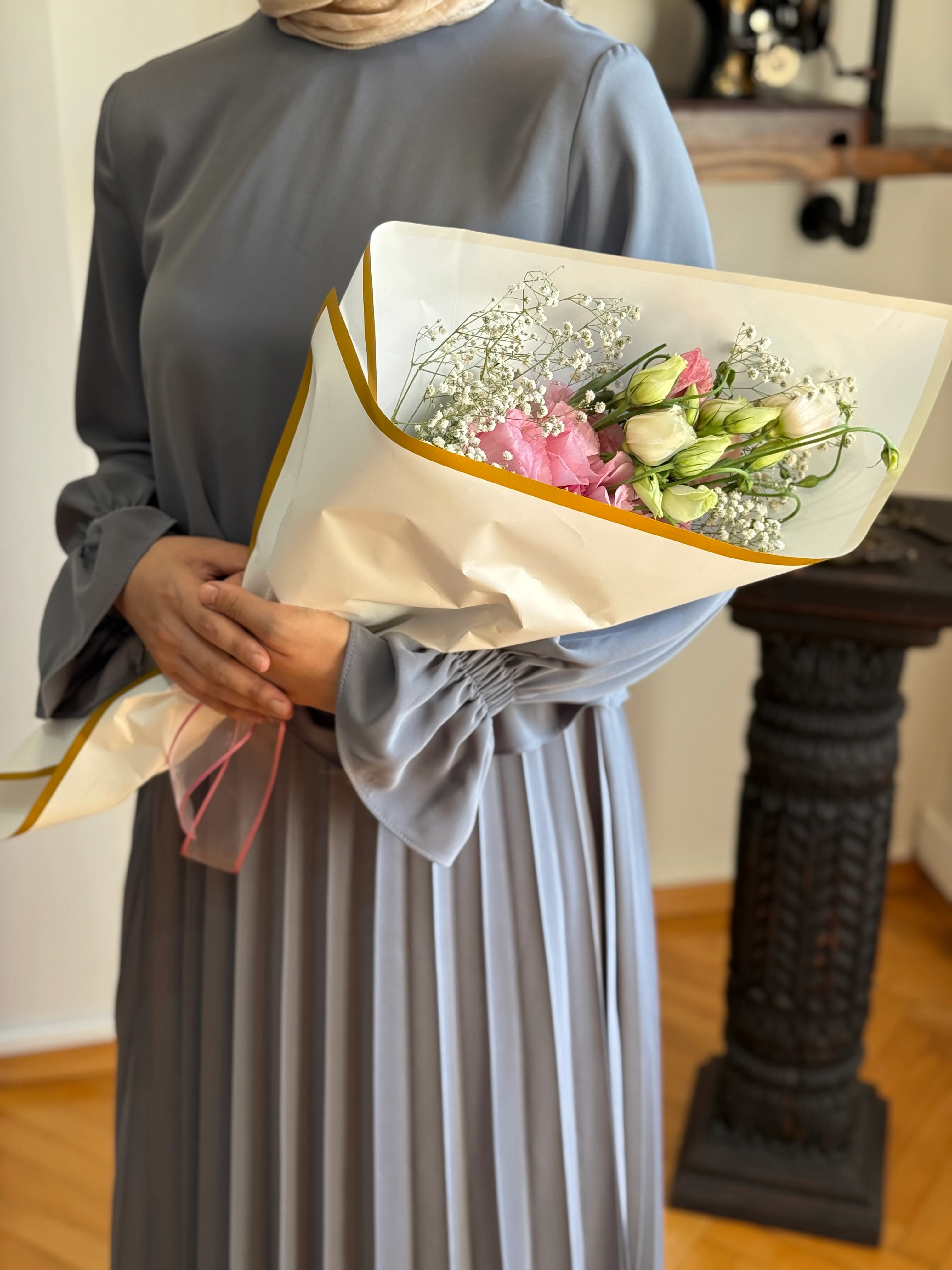 Piliseli Etek + Bluz Takım 5076 NAVRA | FENDEL - füme