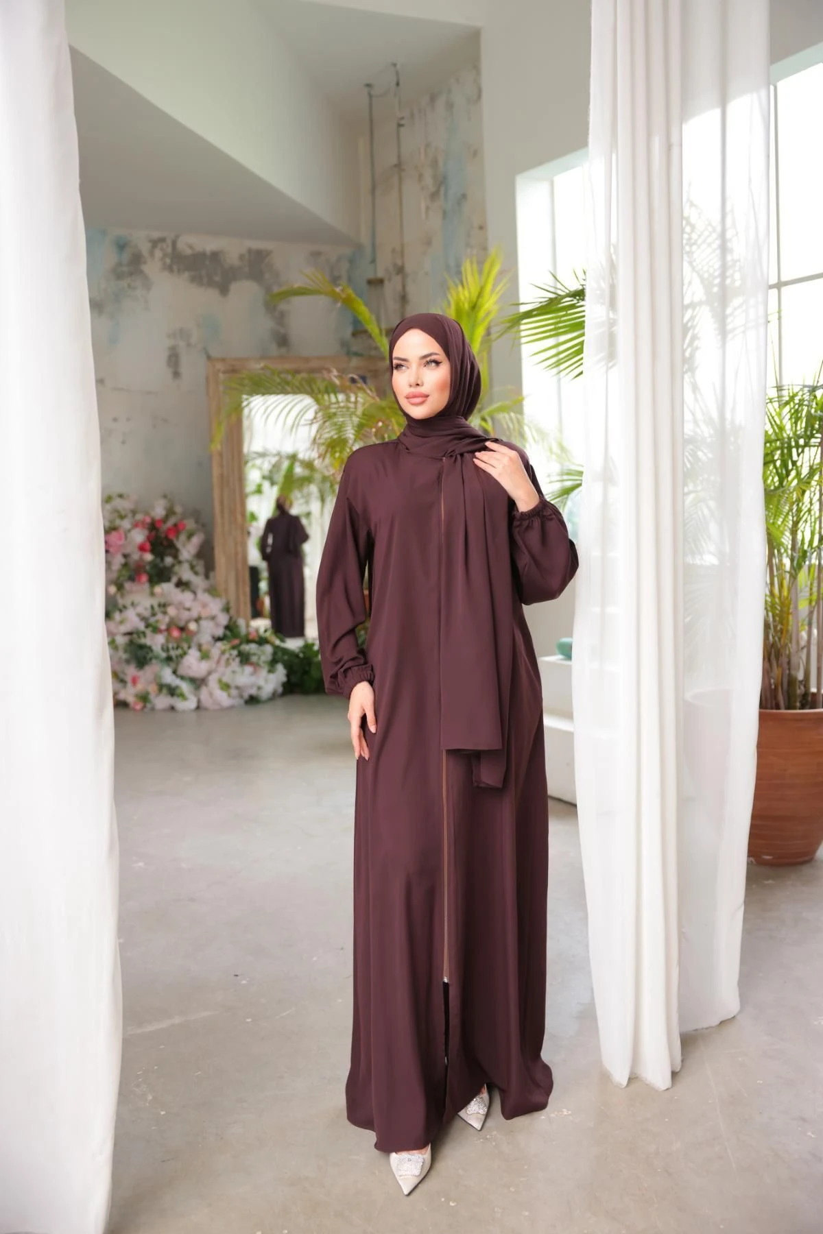 Medine İpeği Şallı Namaz Elbisesi 5047 NAVRA | FENDEL