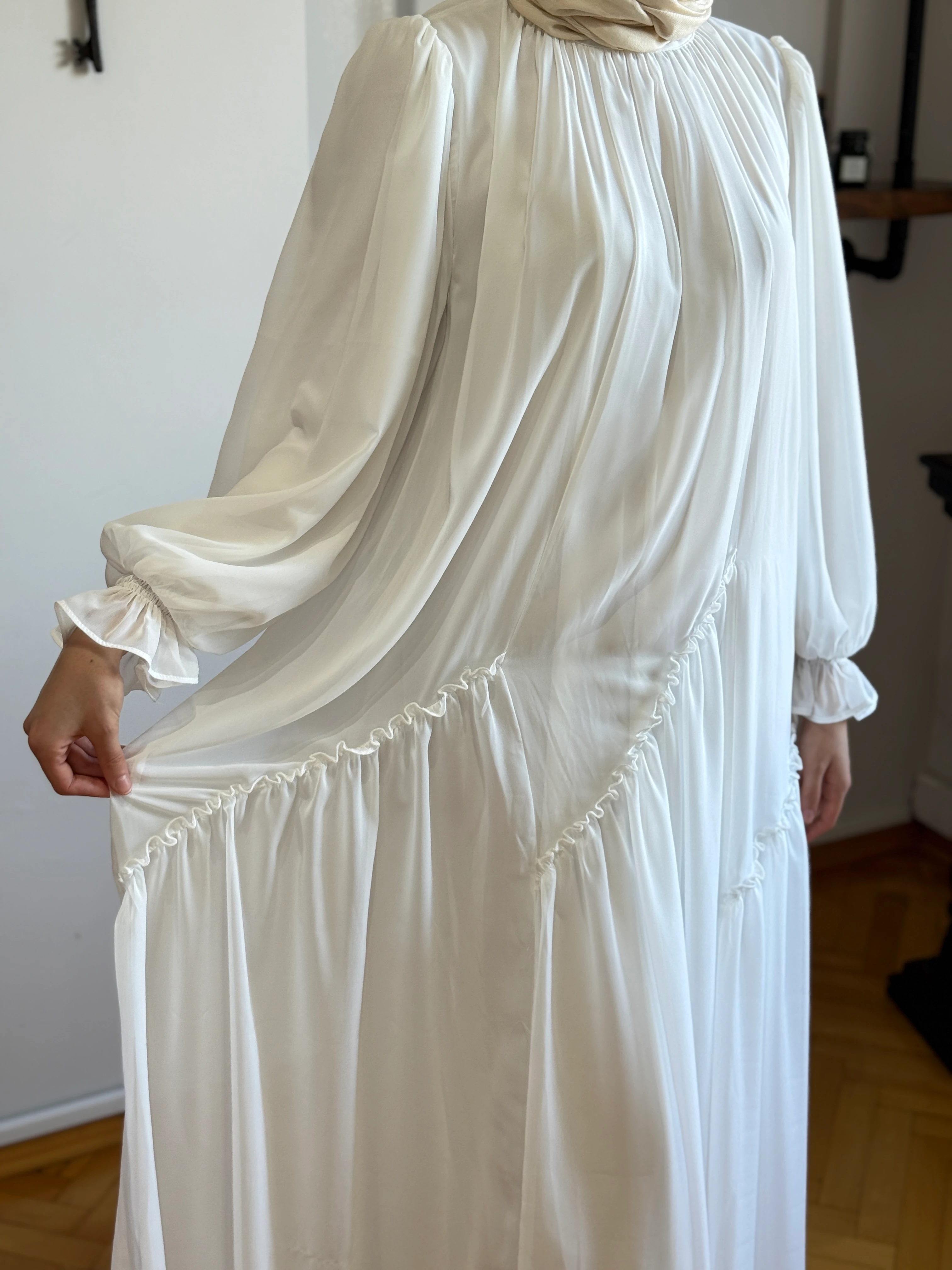 Verev Büzgülü Şifon Elbise 1006 NAVRA | FENDEL