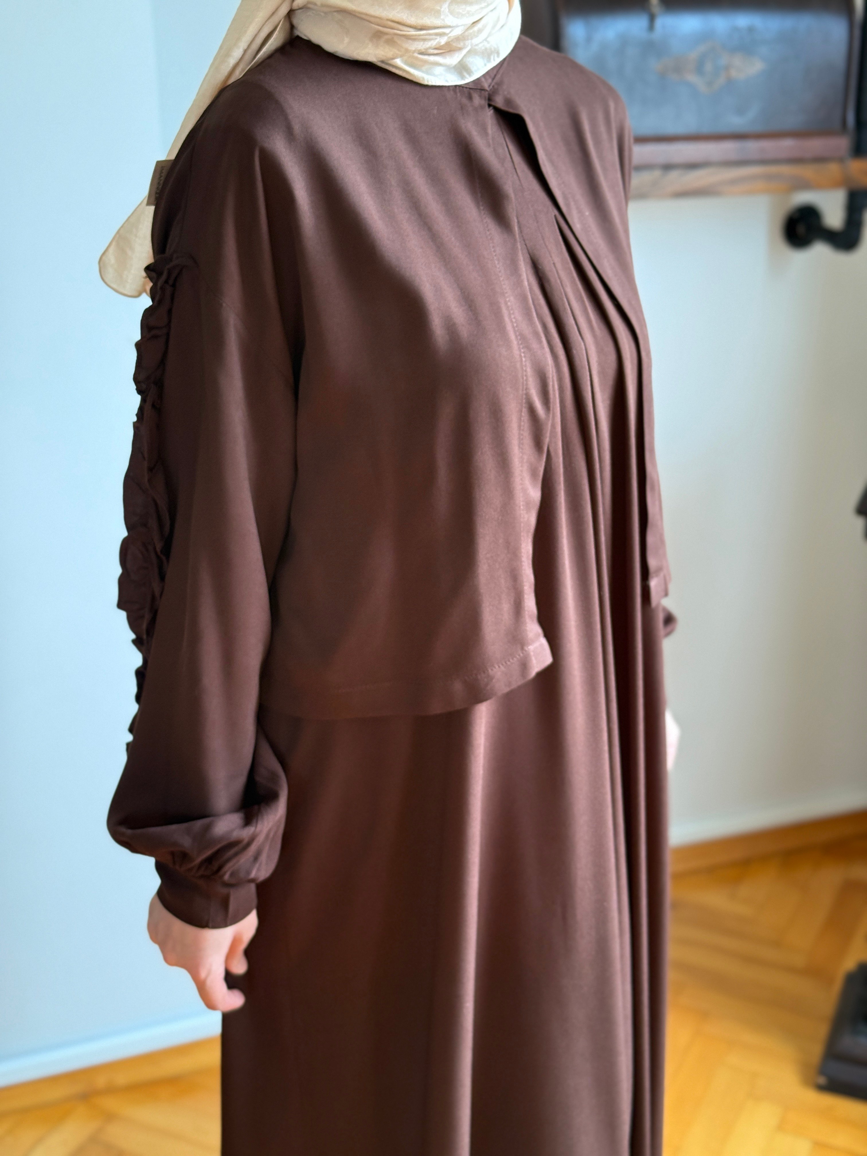 Jile + Ceket Pamuk Takım 5099 - kahverengi