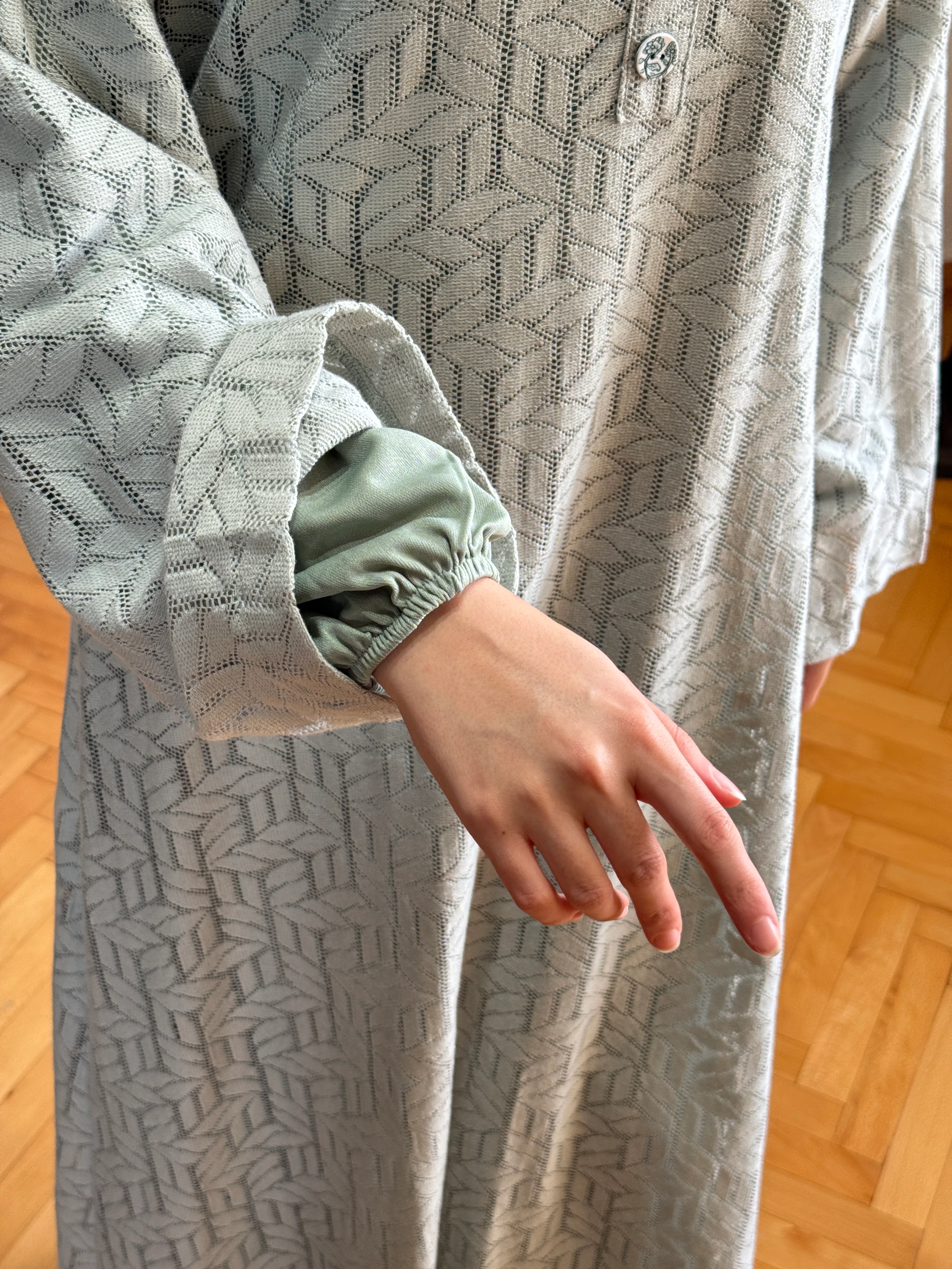 Yaka Büzgülü Abaya Kol Astarlı Dantel Elbise 2426 NAVRA | FENDEL