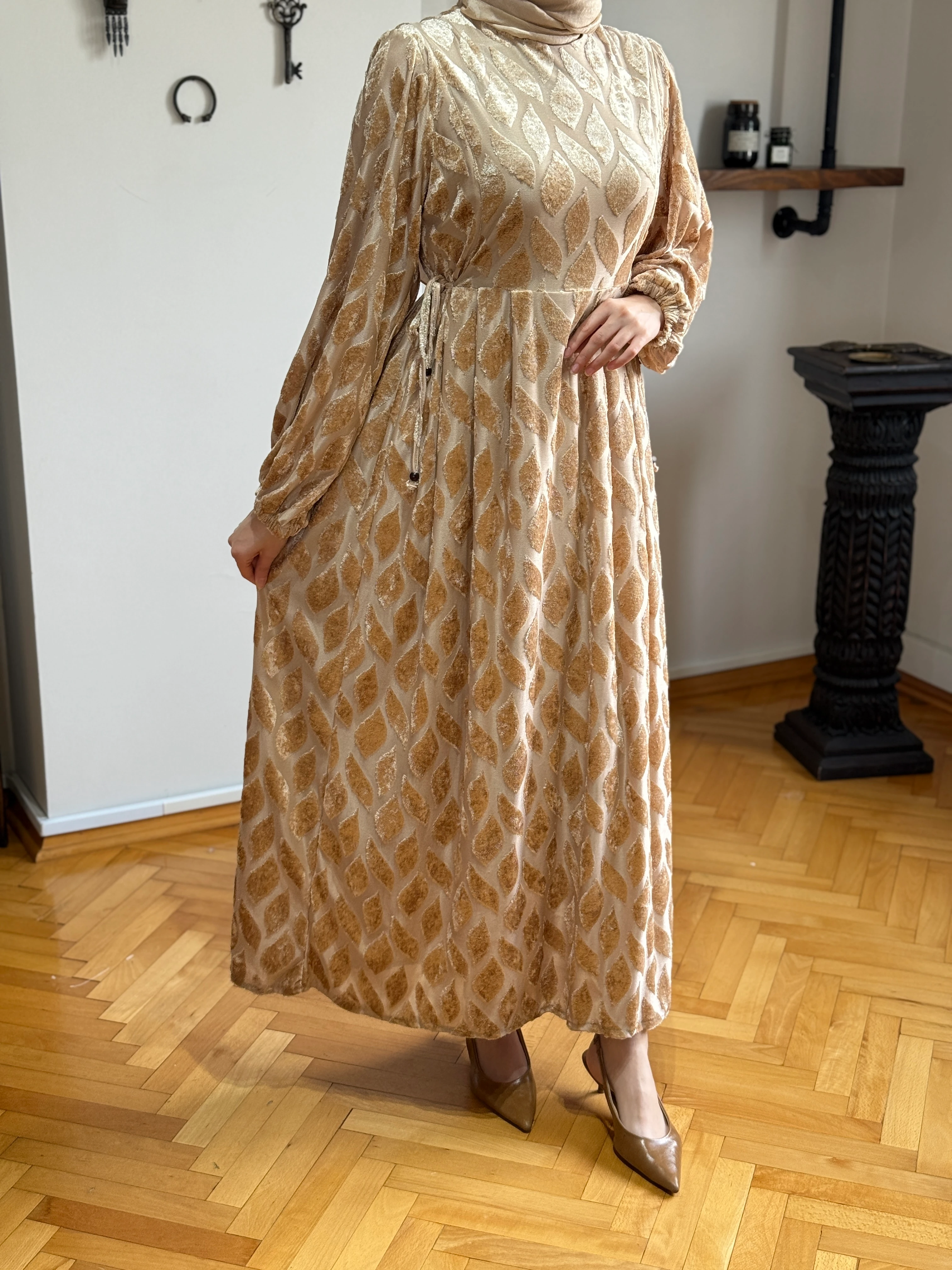 Yakma Kadife Astarlı Elbise 2301 NAVRA | FENDEL