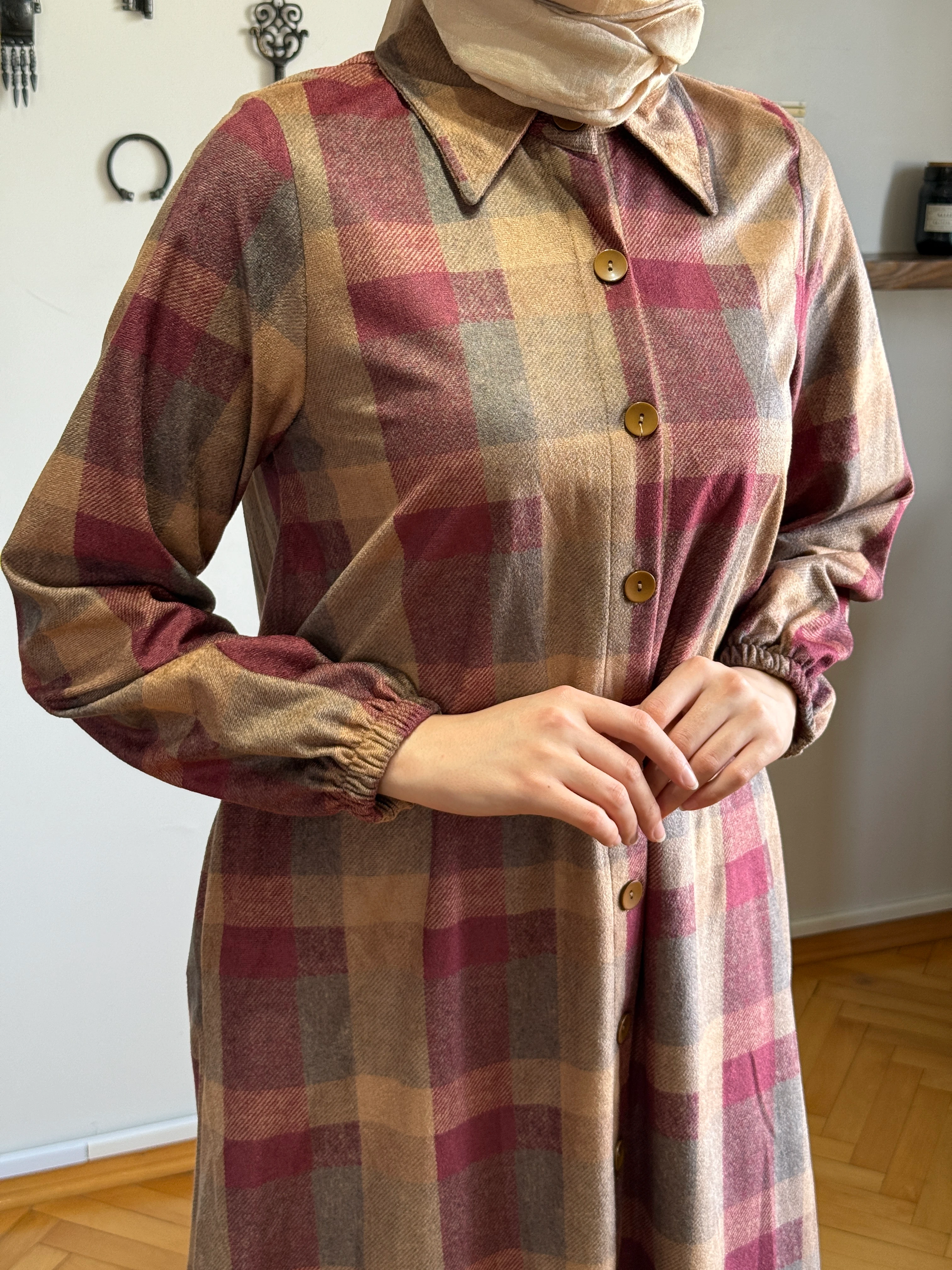 Boy Düğmeli Kadife Gömlek Elbise 2210 NAVRA | FENDEL - mor