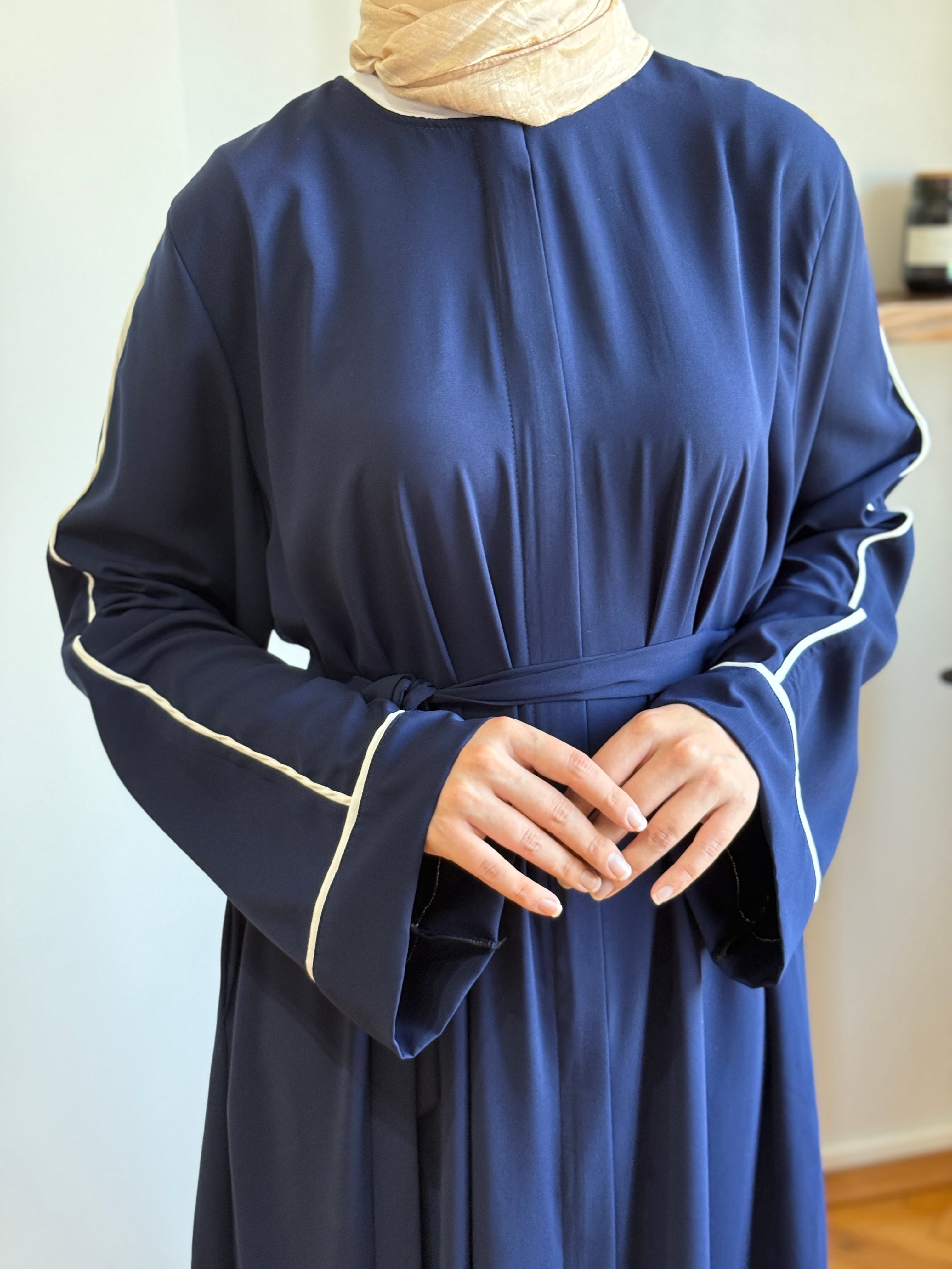 Gizli Patlı Biyeli Abaya Kol Ferace 5058 - lacivert