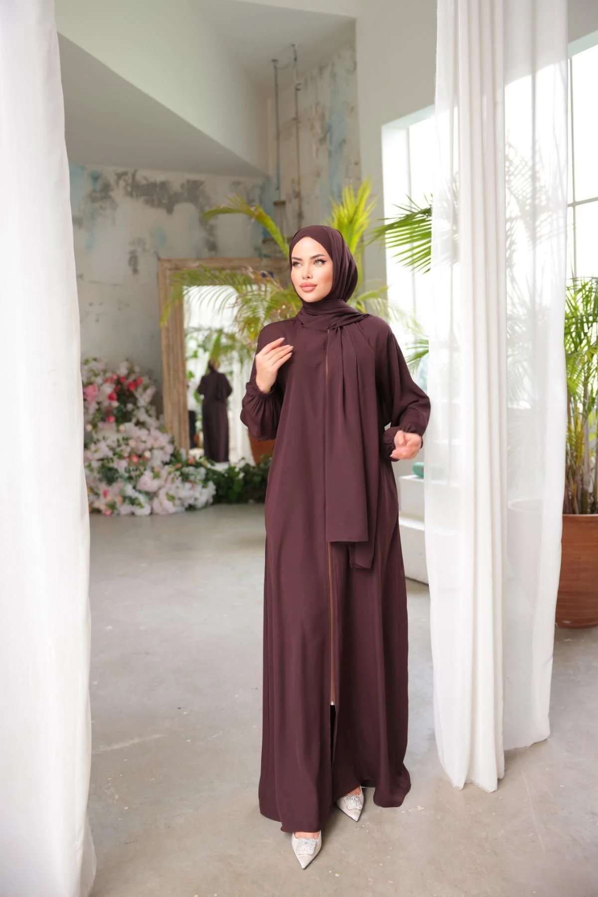 Medine İpeği Şallı Namaz Elbisesi 5047 NAVRA | FENDEL