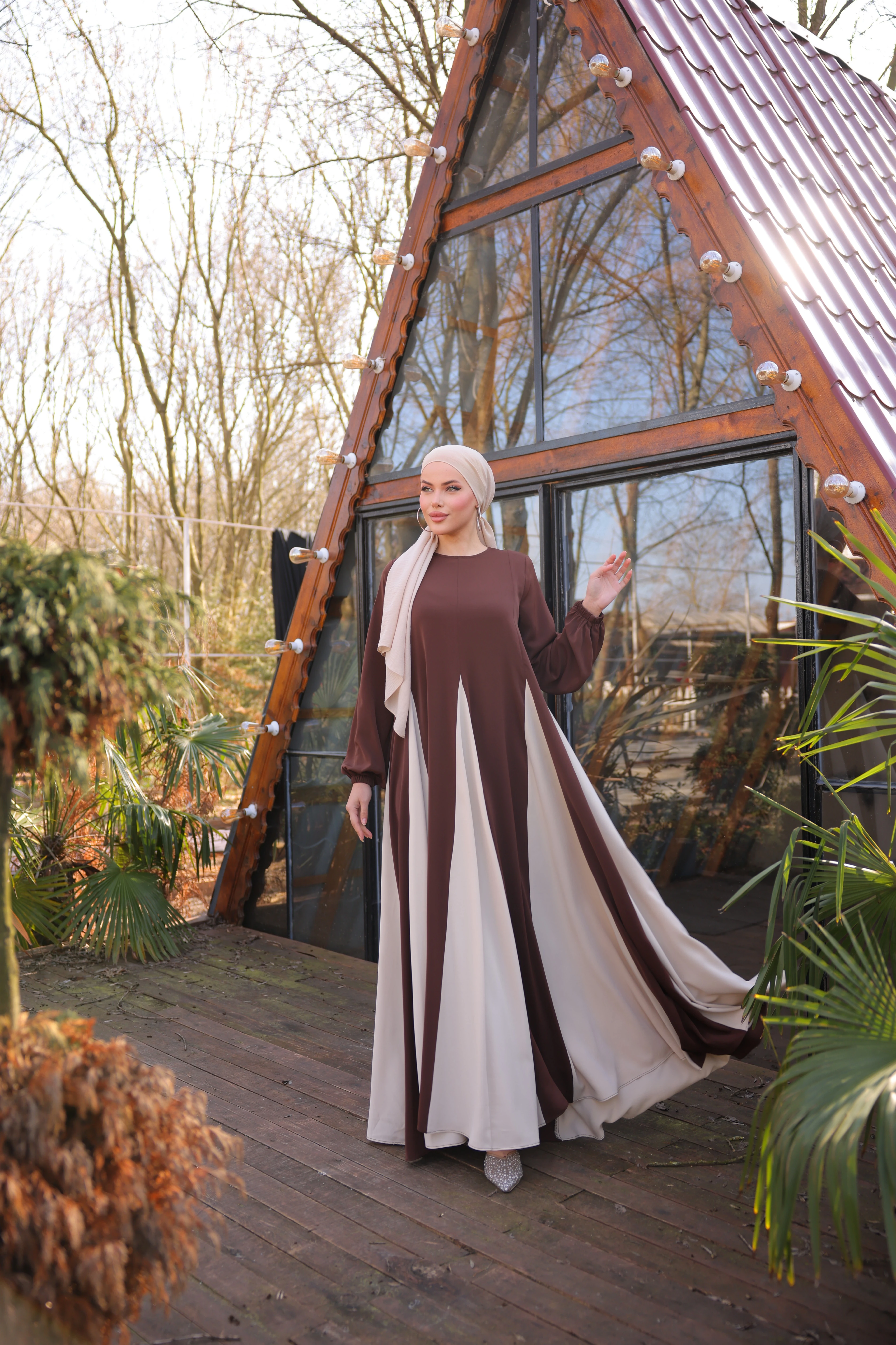 Üçgen Garnili Semazen Elbise 5080 NAVRA | FENDEL