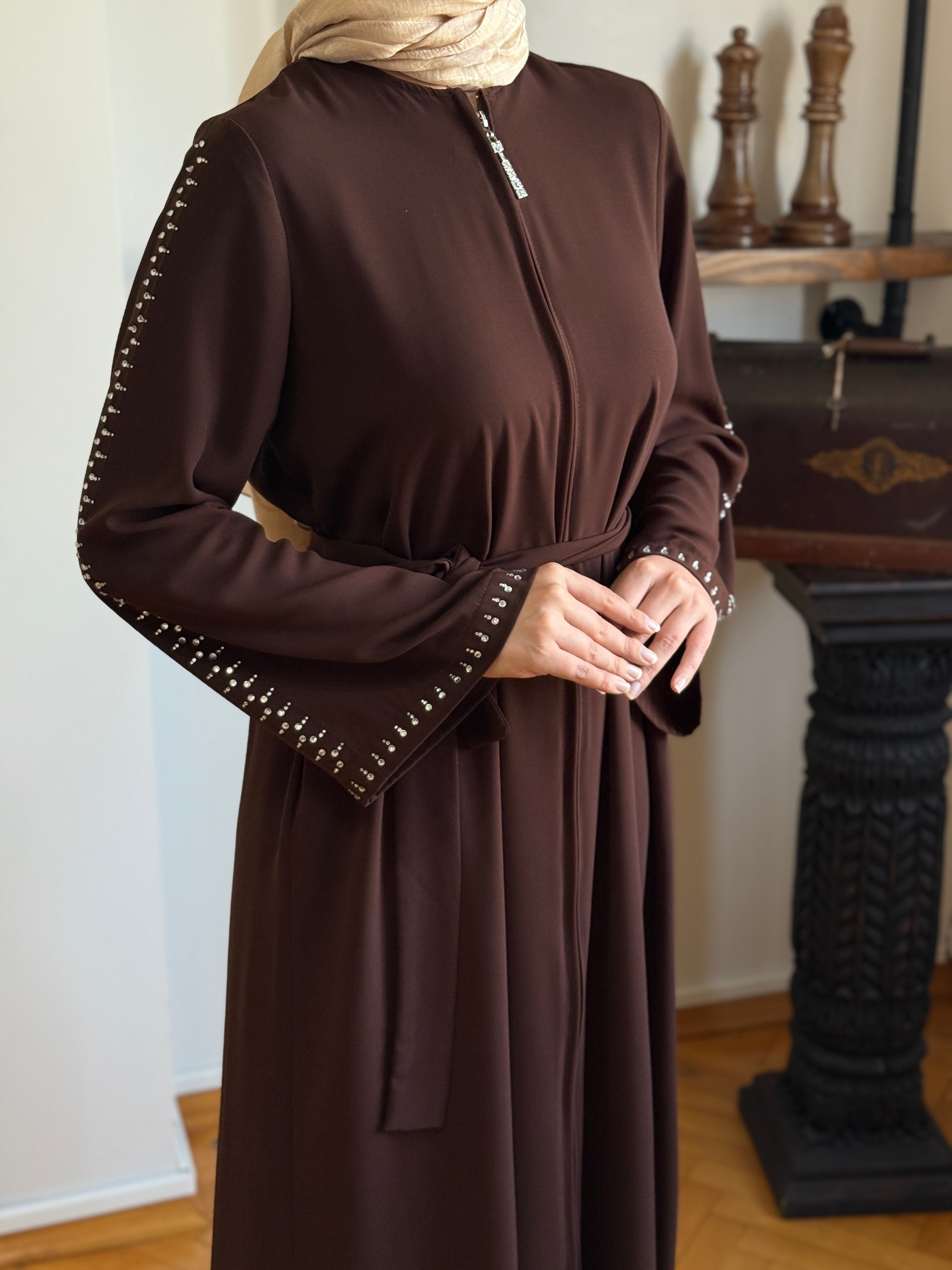 Premium Taşlı Mevlana Ferace 5049