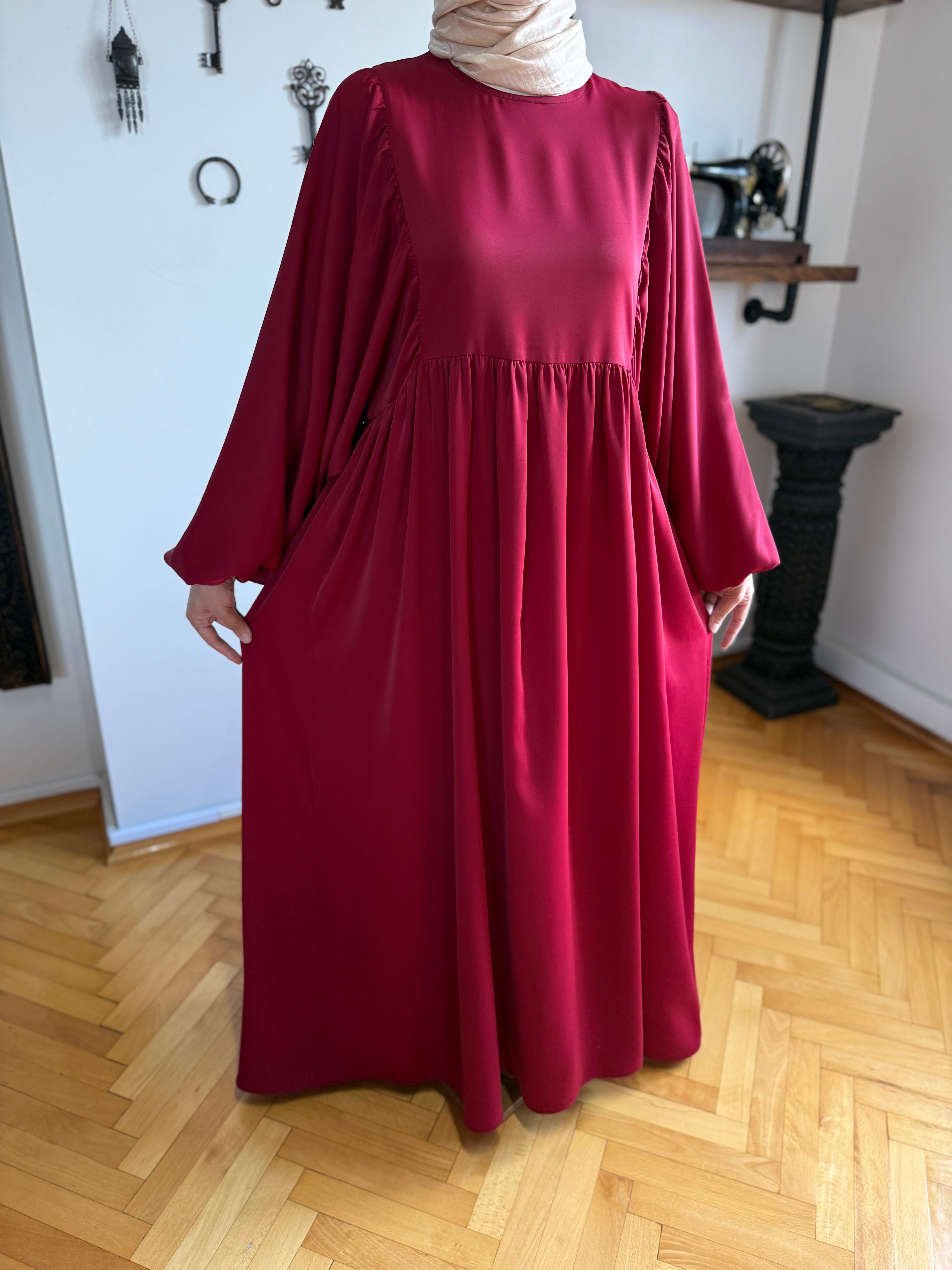 Balon Kollu Oversize Elbise 5096
