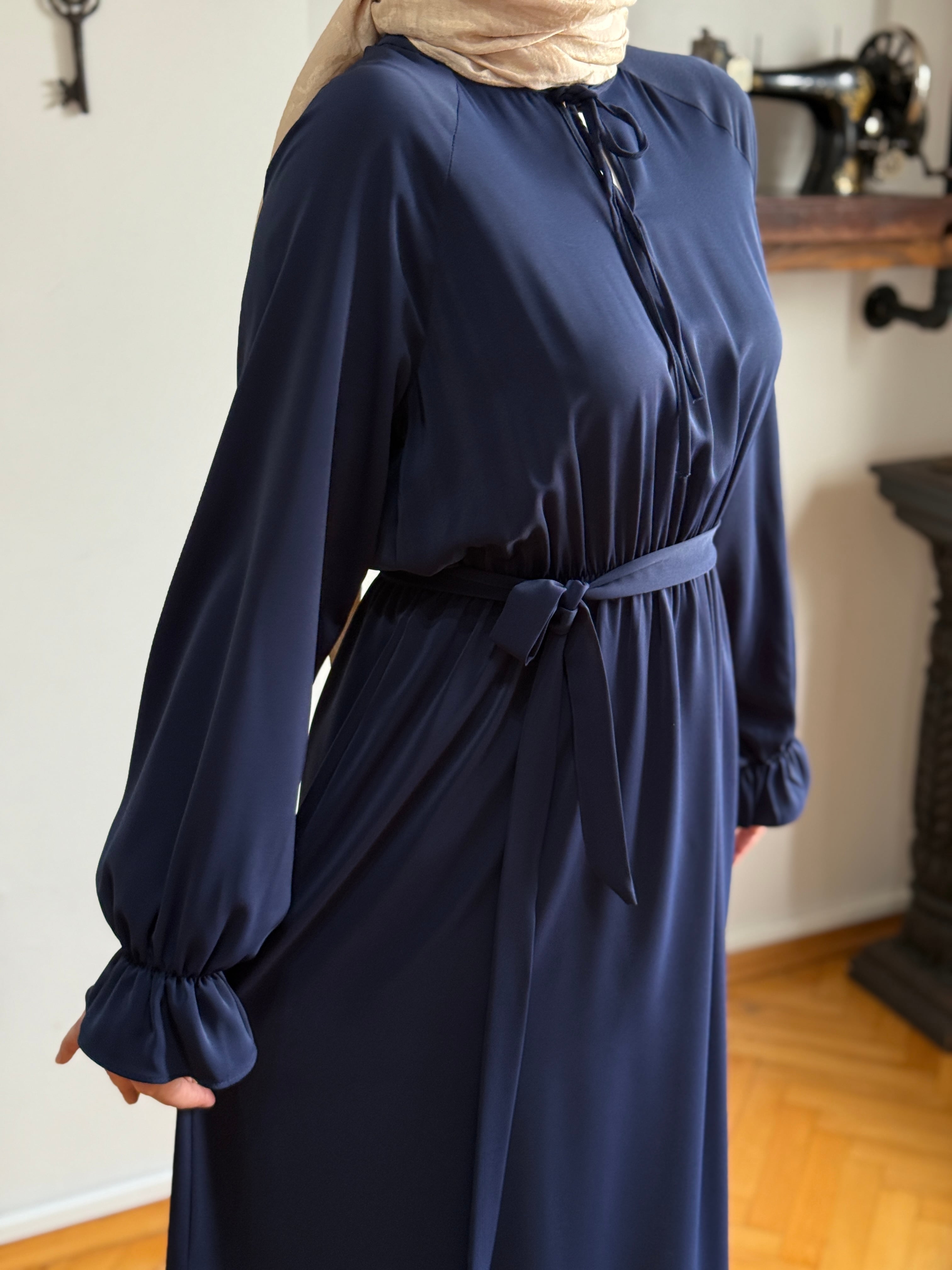 Reglan Kol Bel Lastikli Elbise 5077 - lacivert