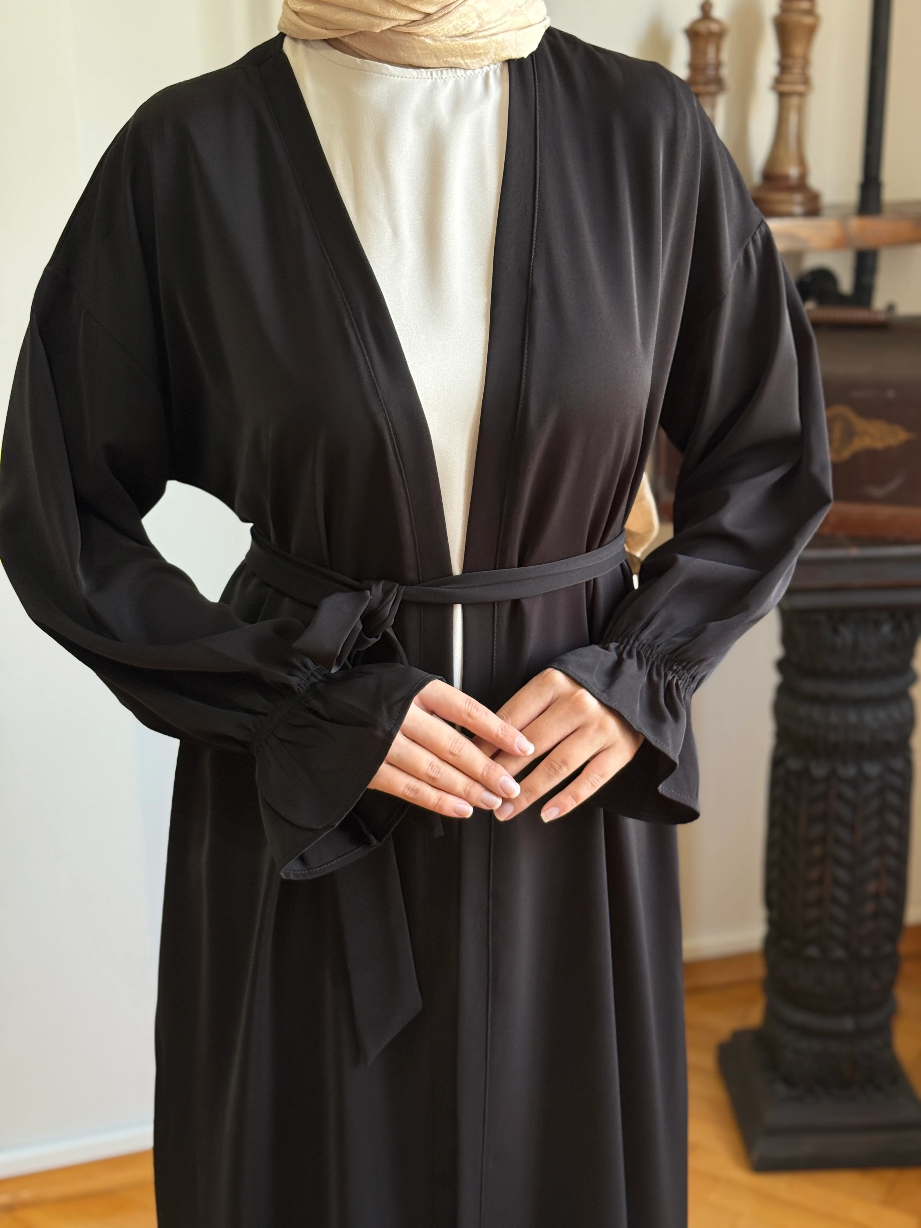 Garnili Kuşaklı Ikili Abaya Takım 5041 NAVRA | FENDEL