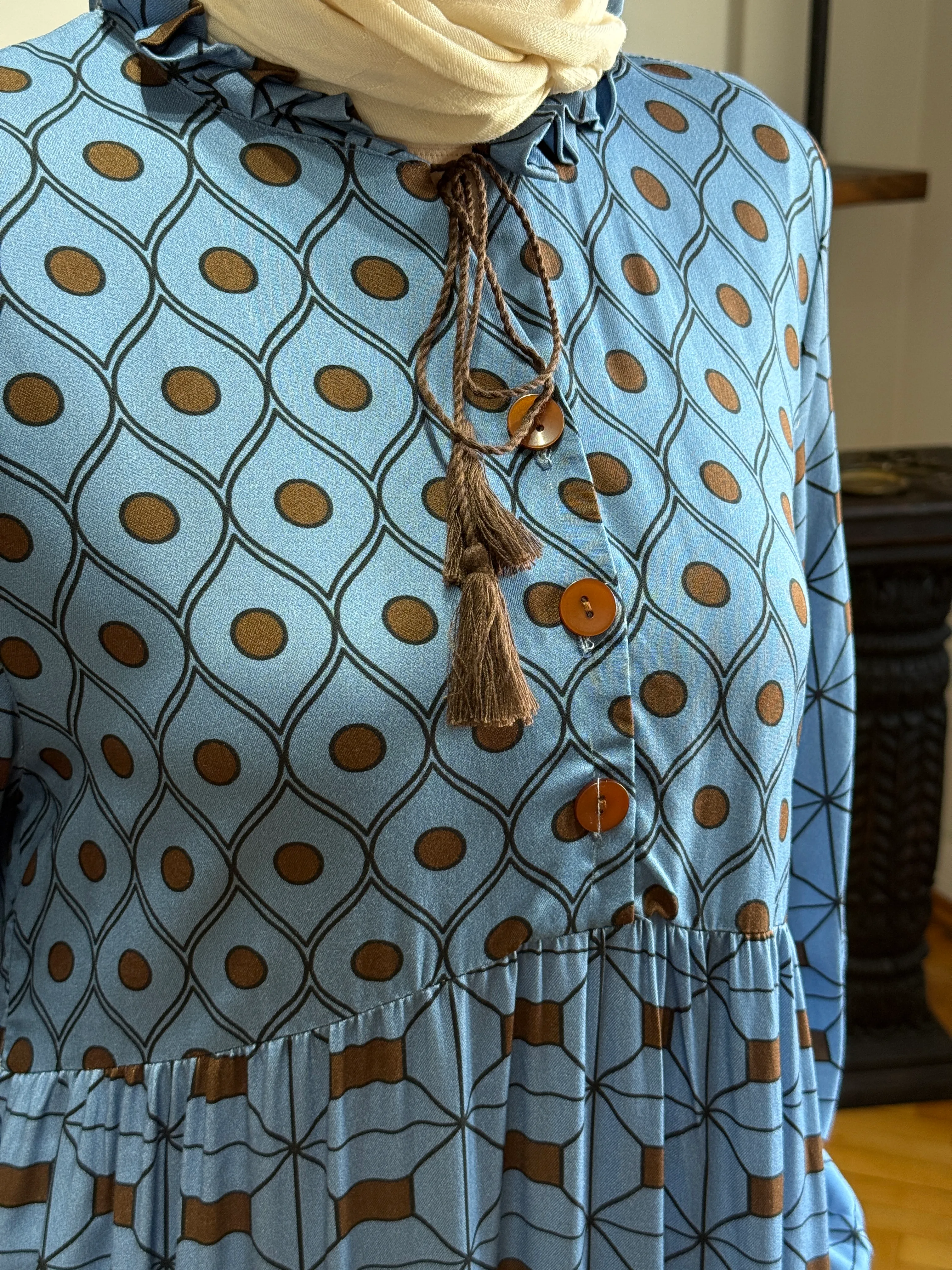 Yaka Fırfırlı Çingene Pamuk Elbise 1895 NAVRA | FENDEL