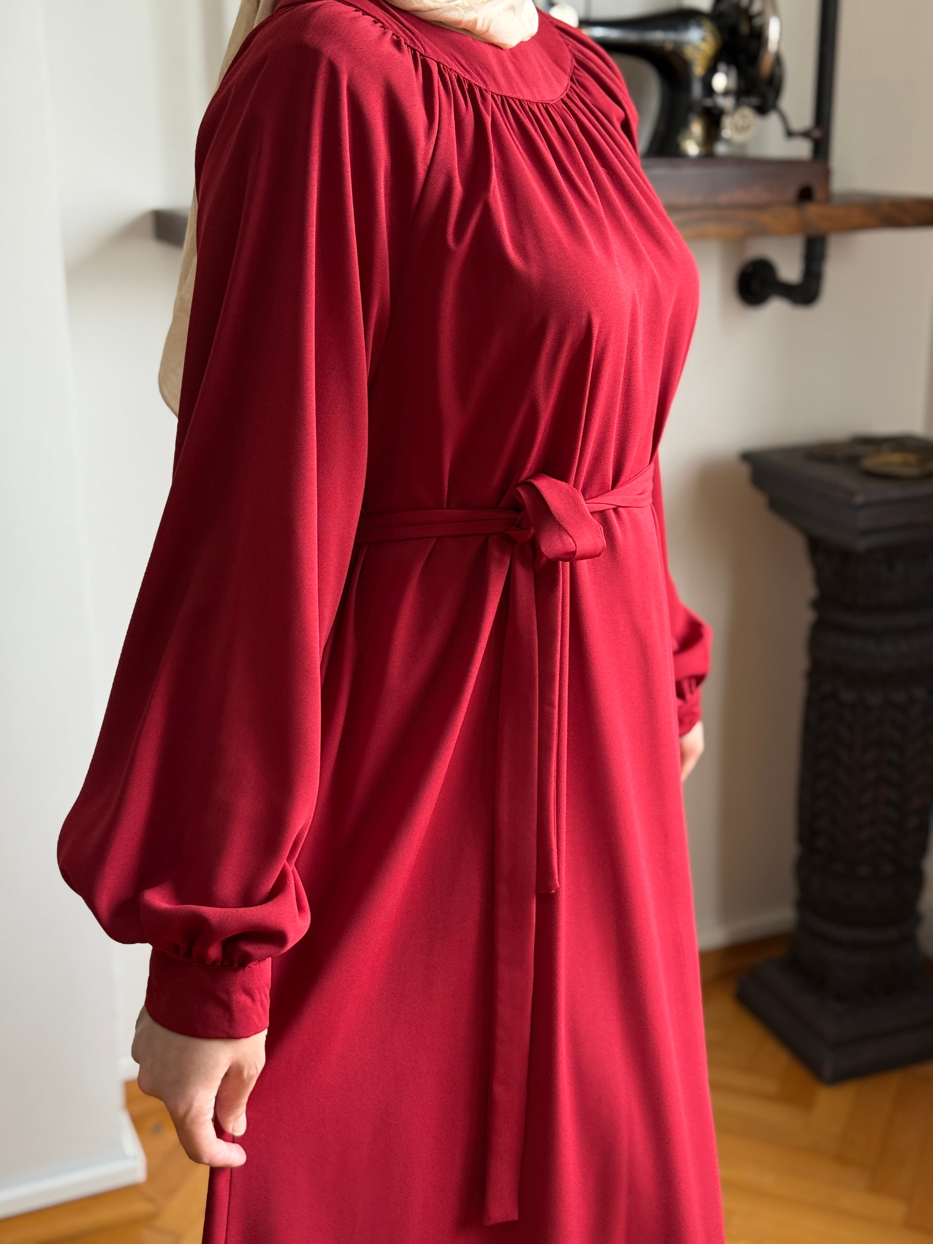 Reglan Kollu Büzgülü Elbise 5089