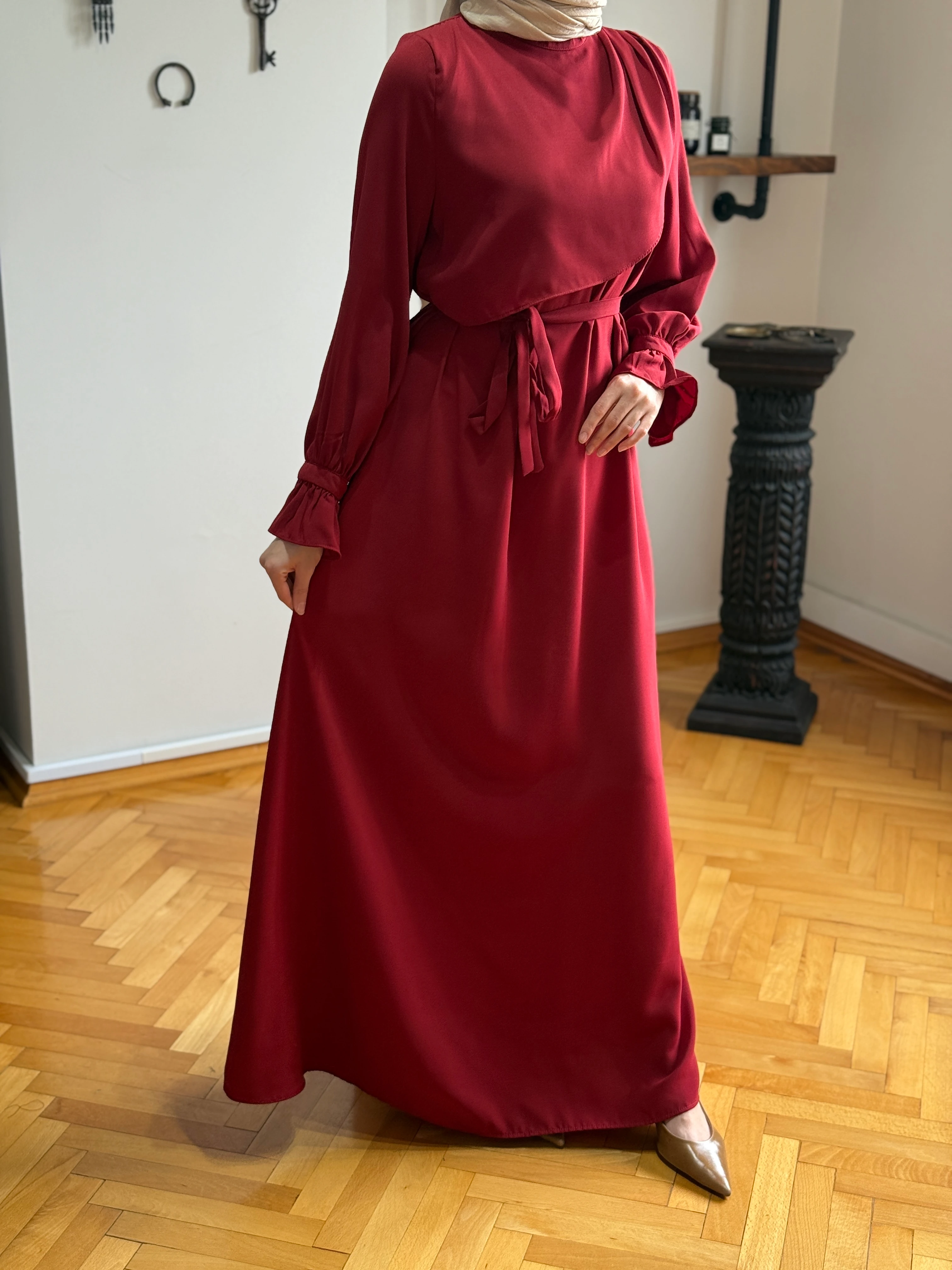 Anvelop Detaylı Krep Elbise 5085 NAVRA | FENDEL