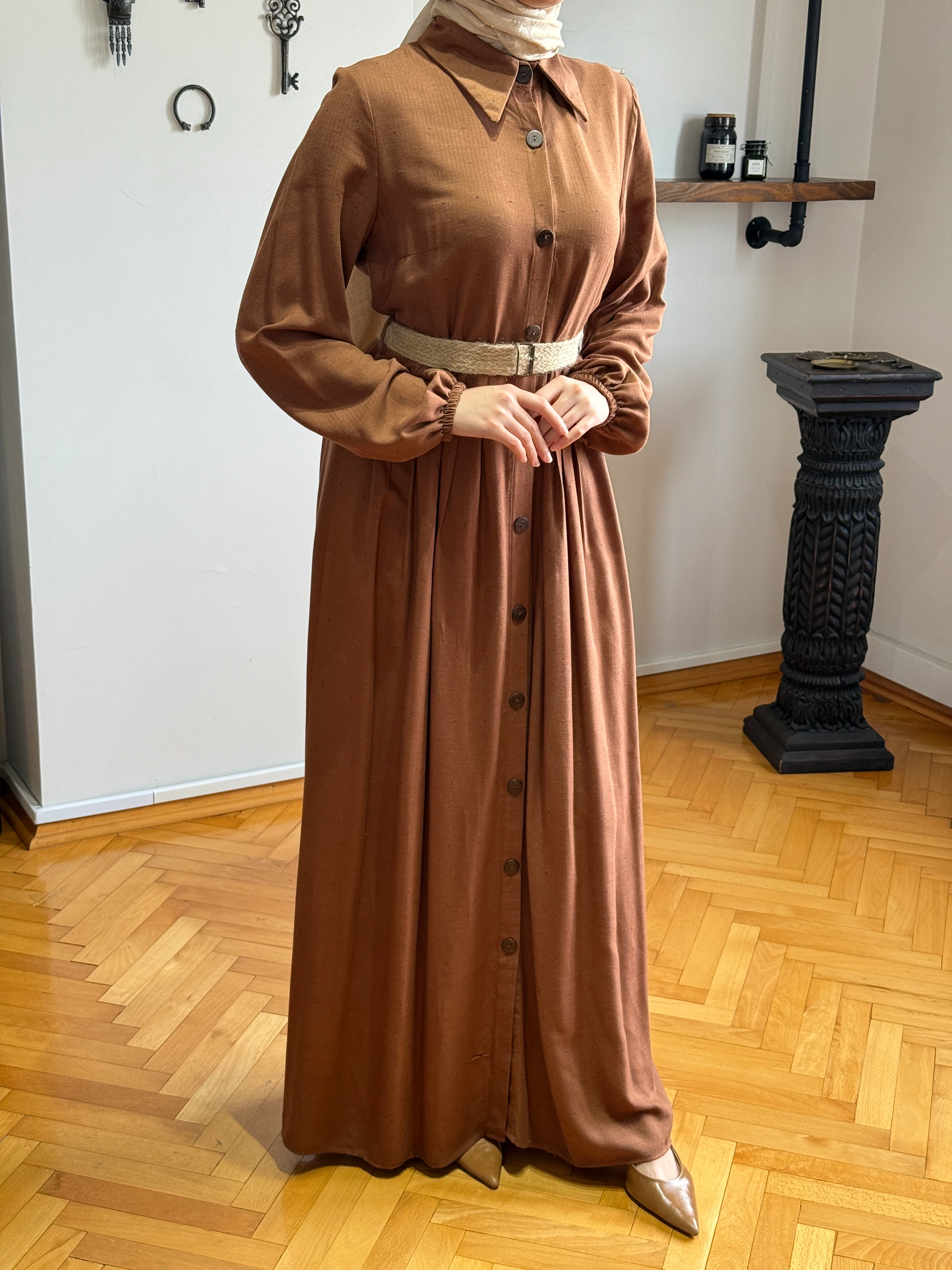 Boy Düğmeli Pamuk Gömlek Elbise 2430 NAVRA | FENDEL