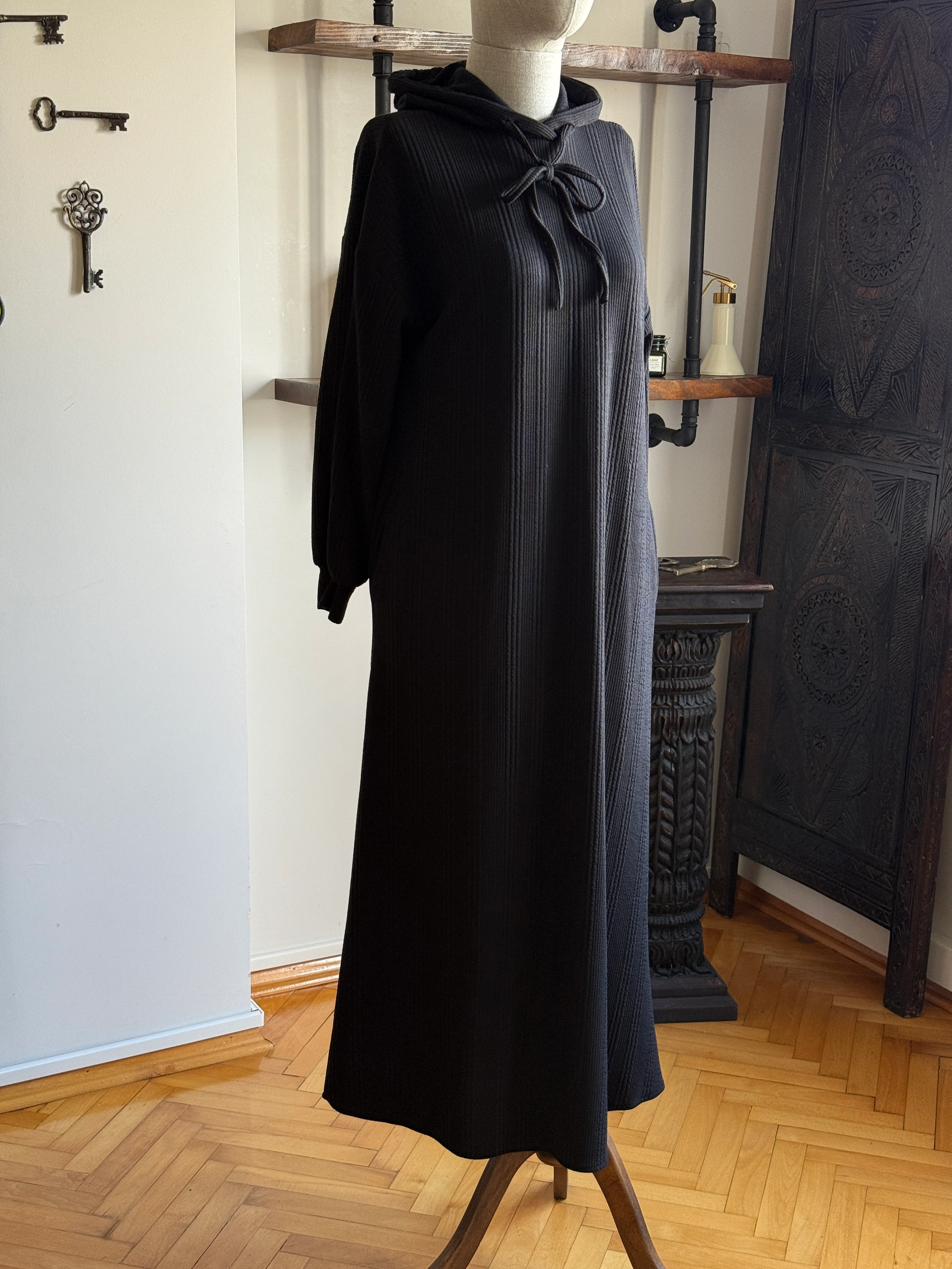 Kapüşonlu ve Cepli Örme Elbise 2402 NAVRA | FENDEL