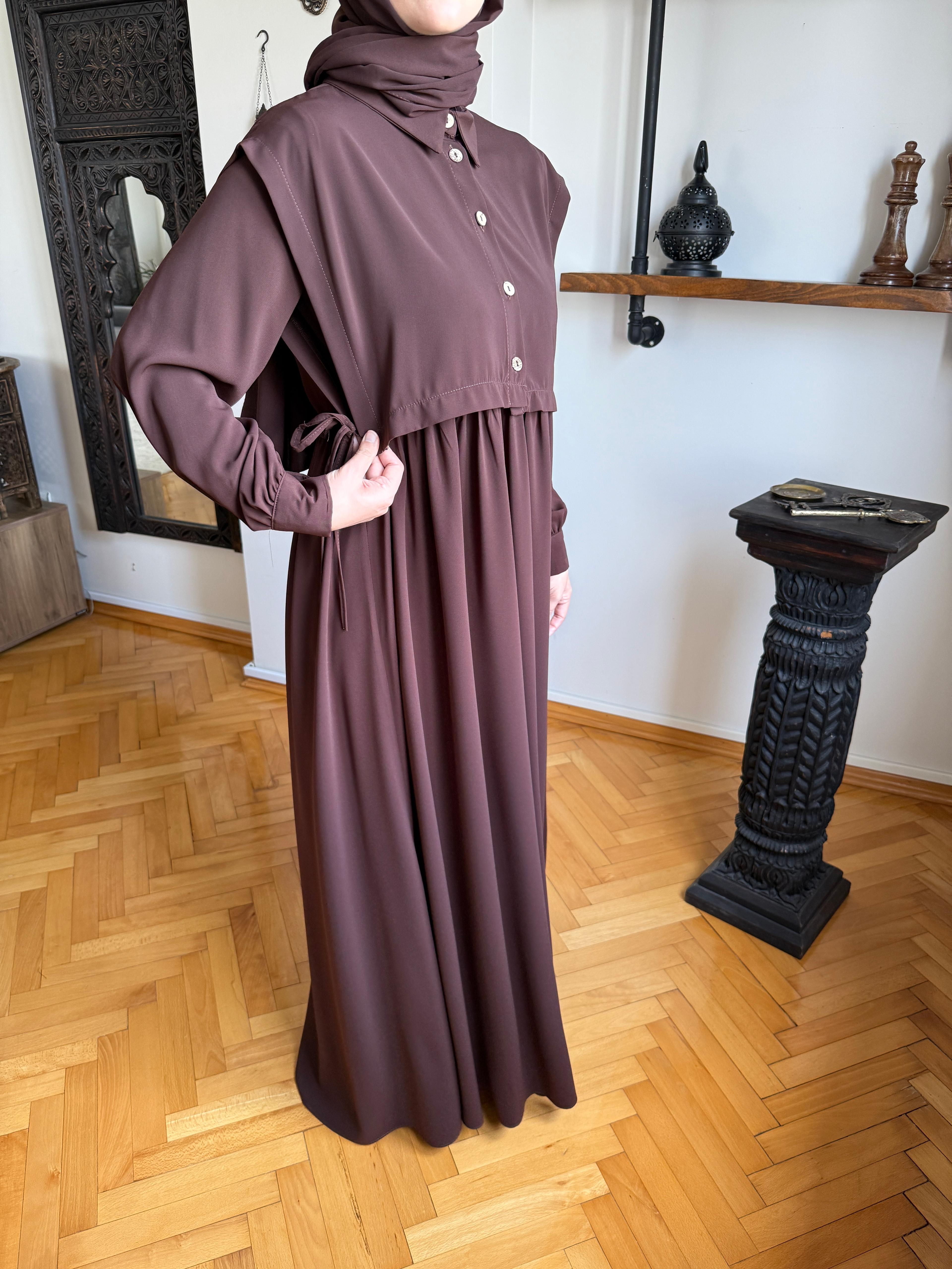 Yelekli Medine Ipeği Elbise 5065