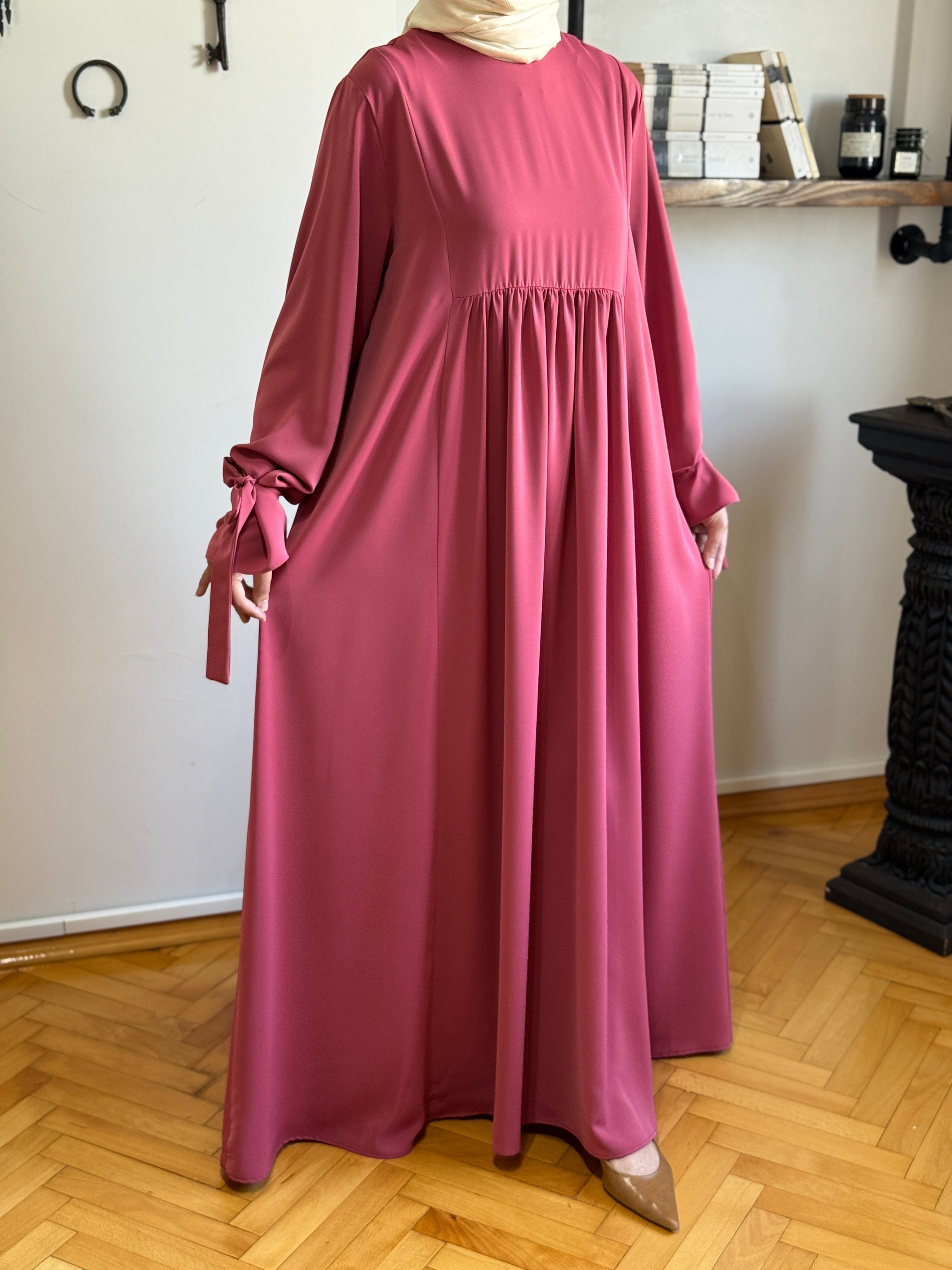 Kol Bağlamalı Oversize Elbise 1001 - pudra