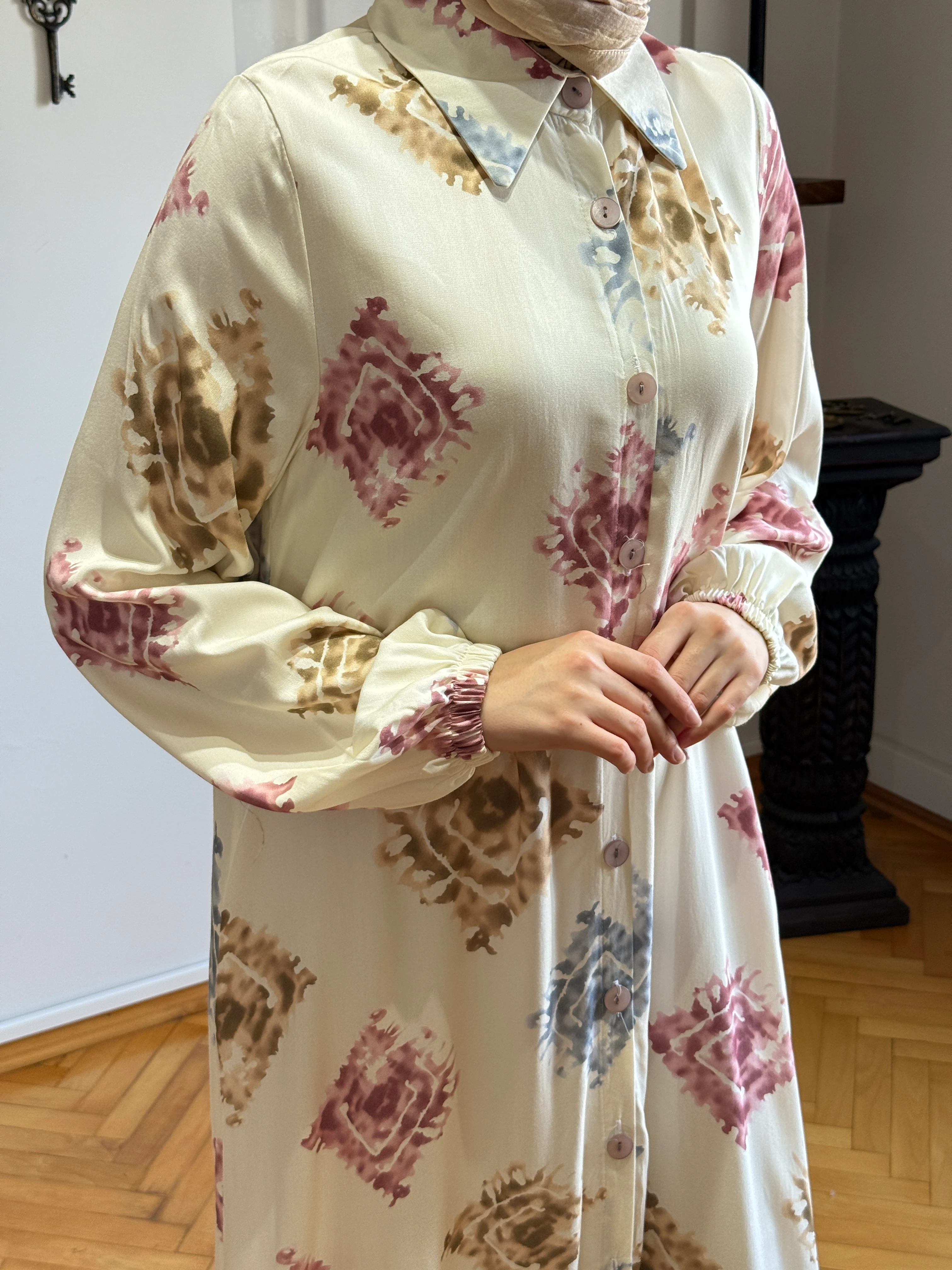 Boy Düğmeli Pamuk Gömlek Elbise 1892 NAVRA | FENDEL - camel