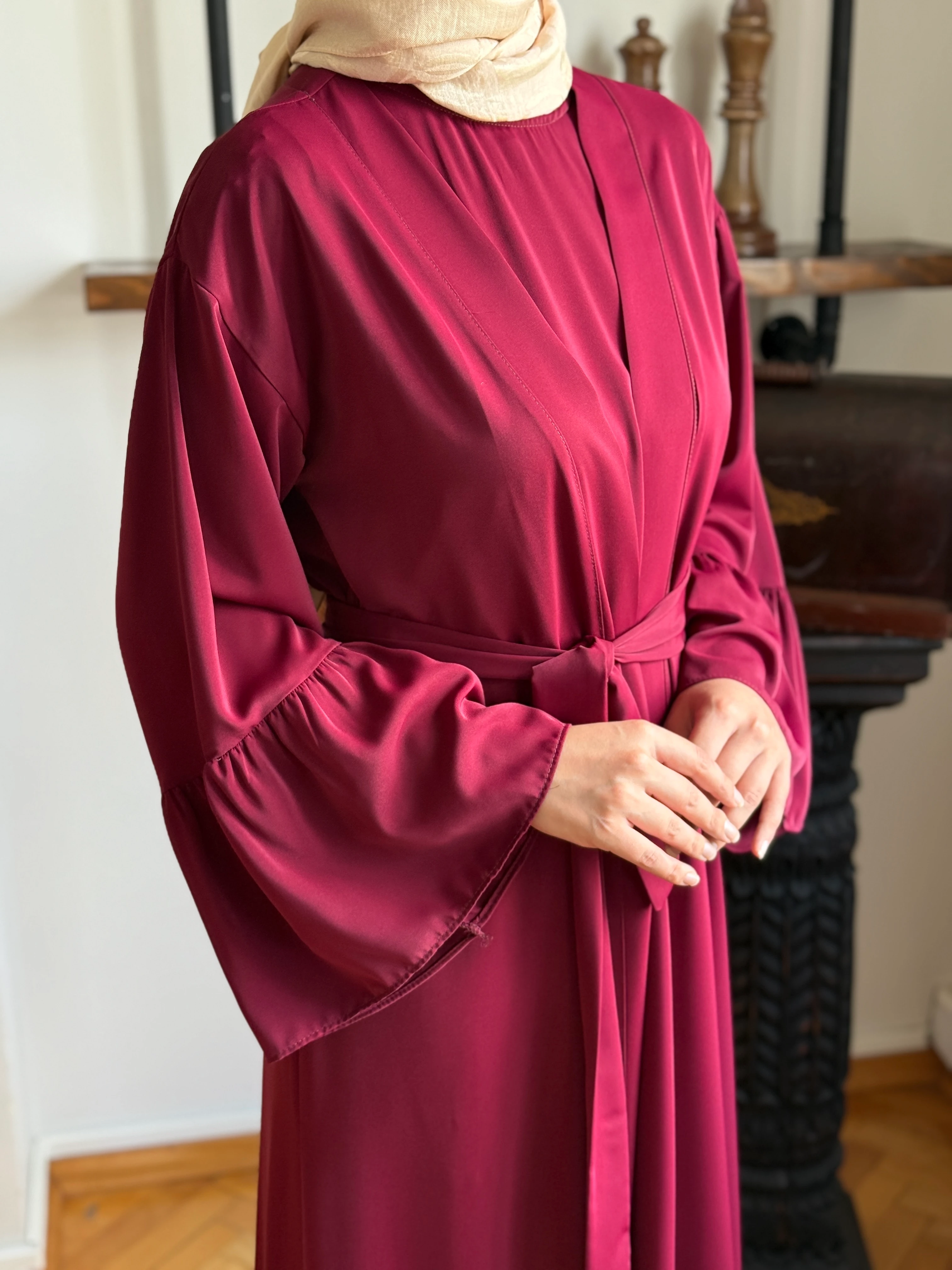 Fırfırlı İkili Oversize Tesettür Takım Abaya 5038 NAVRA | FENDEL