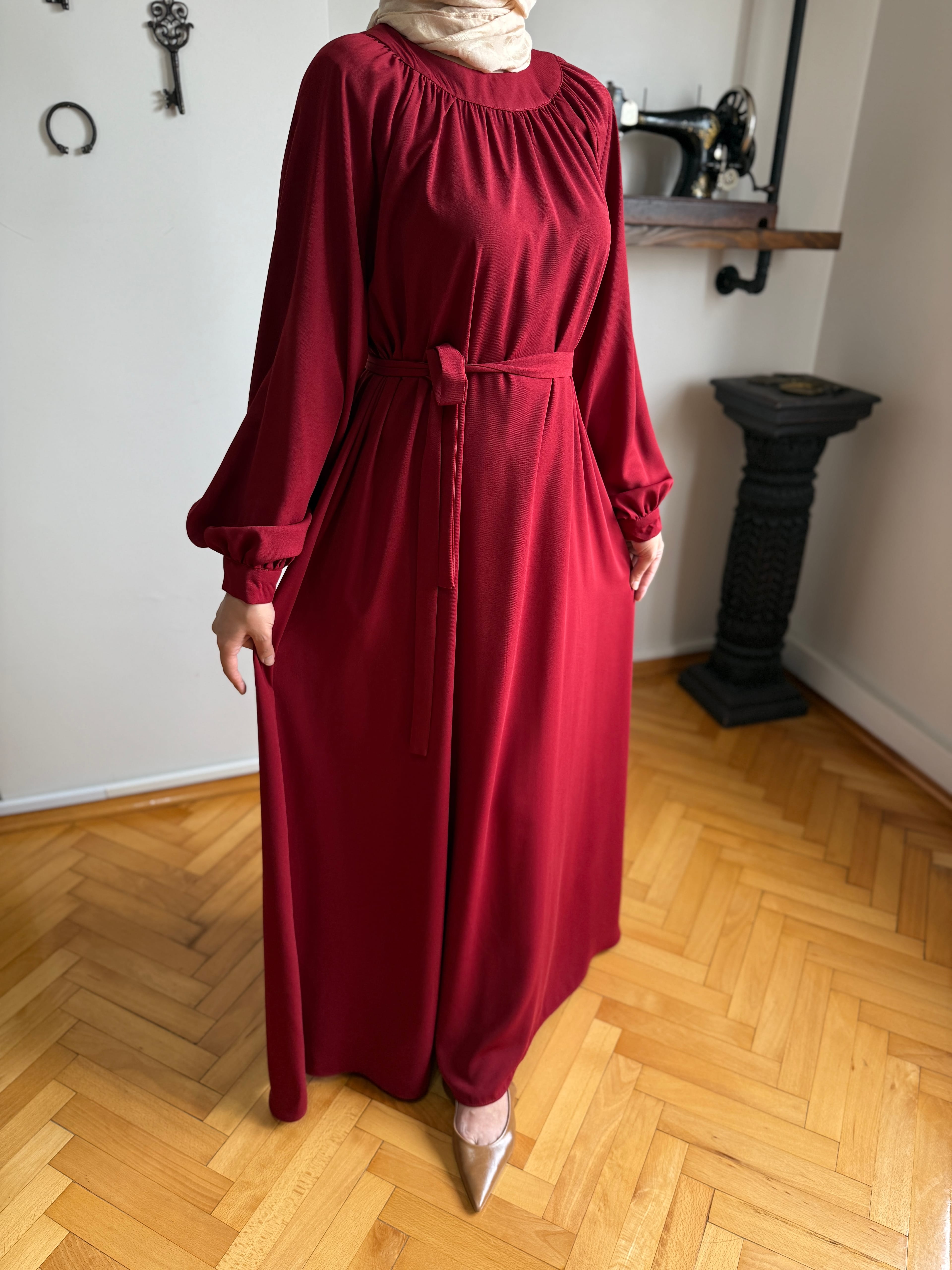 Reglan Kollu Büzgülü Elbise 5089
