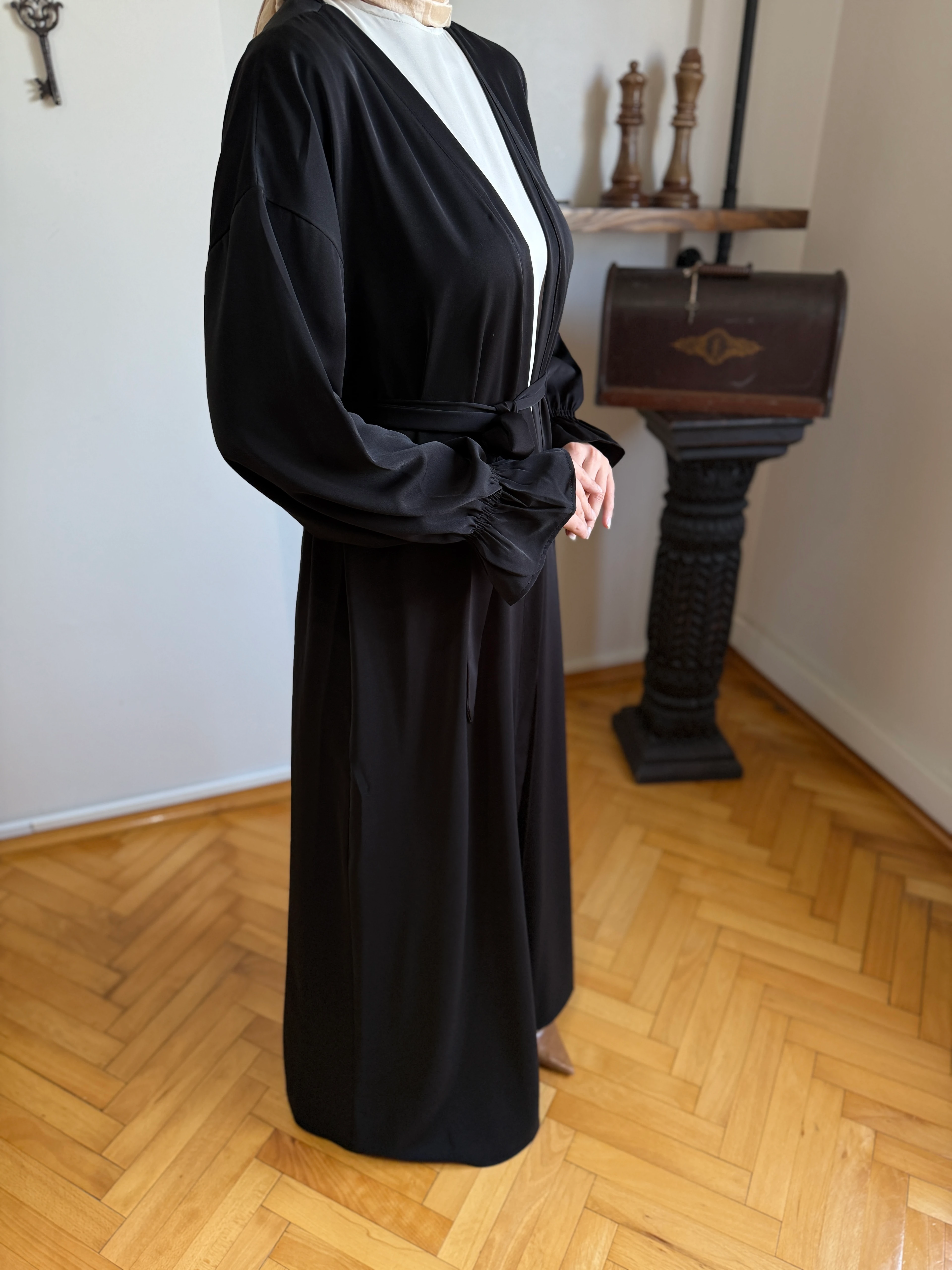 Garnili Kuşaklı Ikili Abaya Takım 5041 NAVRA | FENDEL