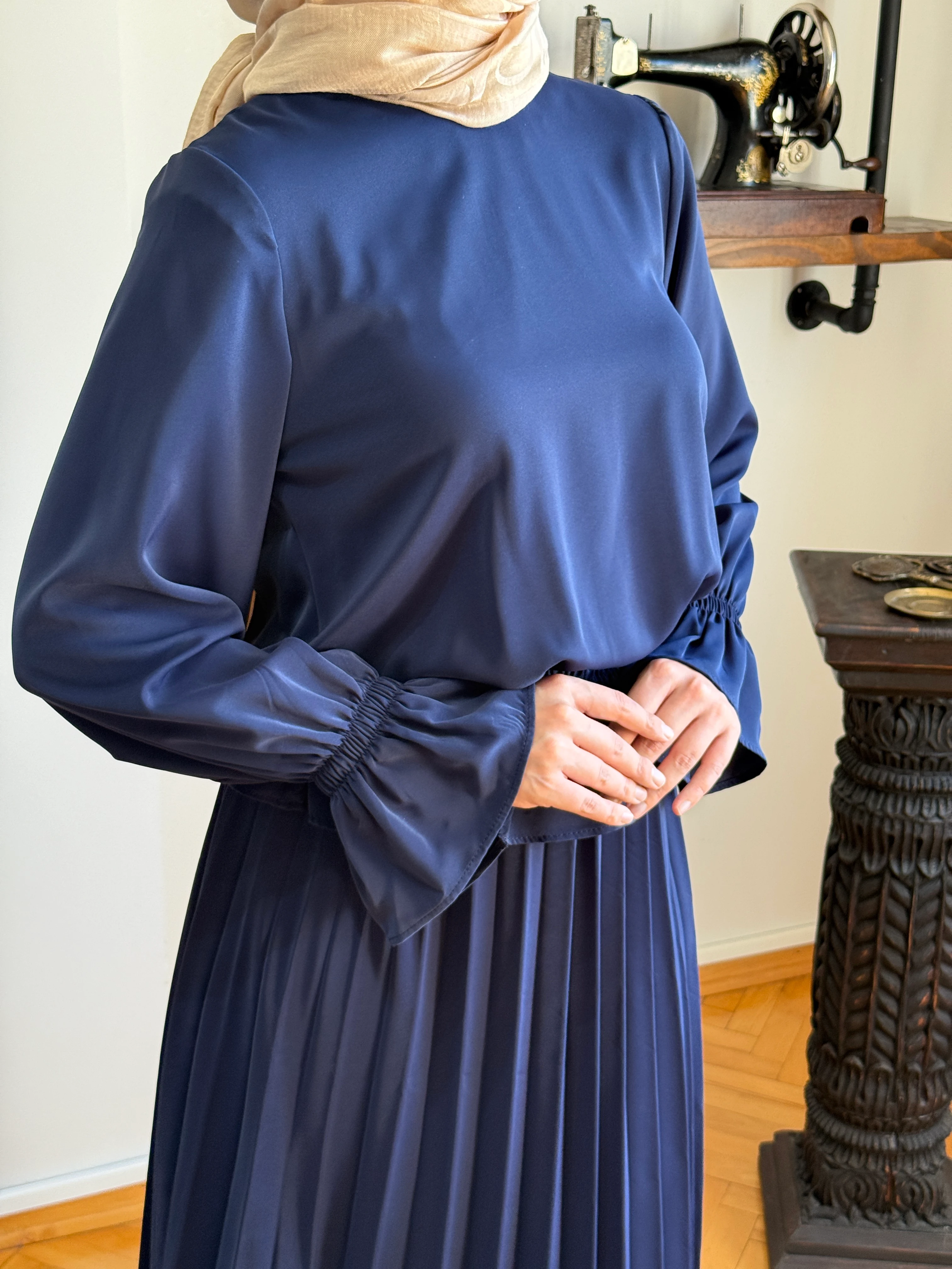 Piliseli Etek + Bluz Takım 5076 NAVRA | FENDEL - lacivert