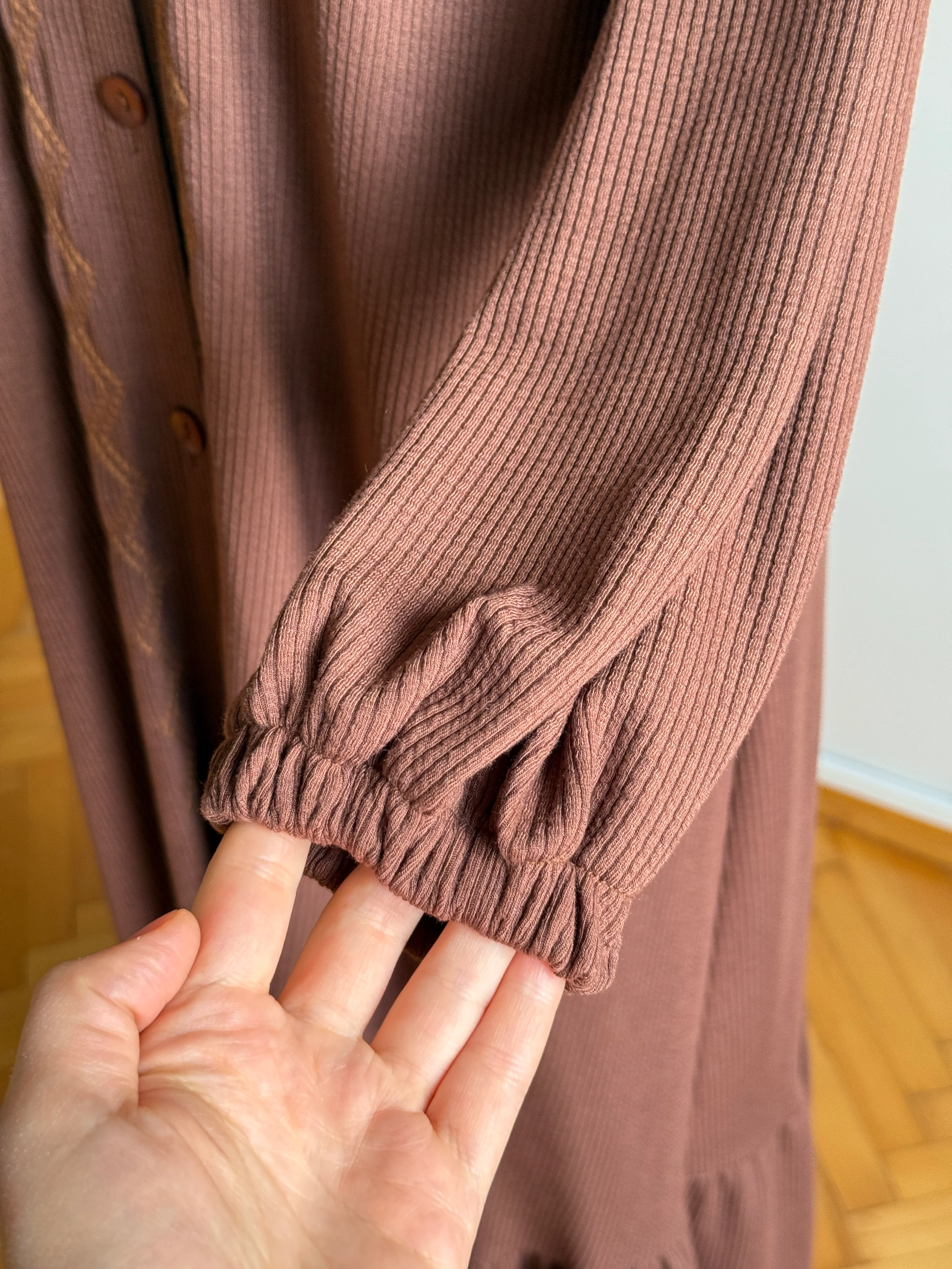 Boy Düğmeli Nakışlı Örme Elbise 2406 NAVRA | FENDEL