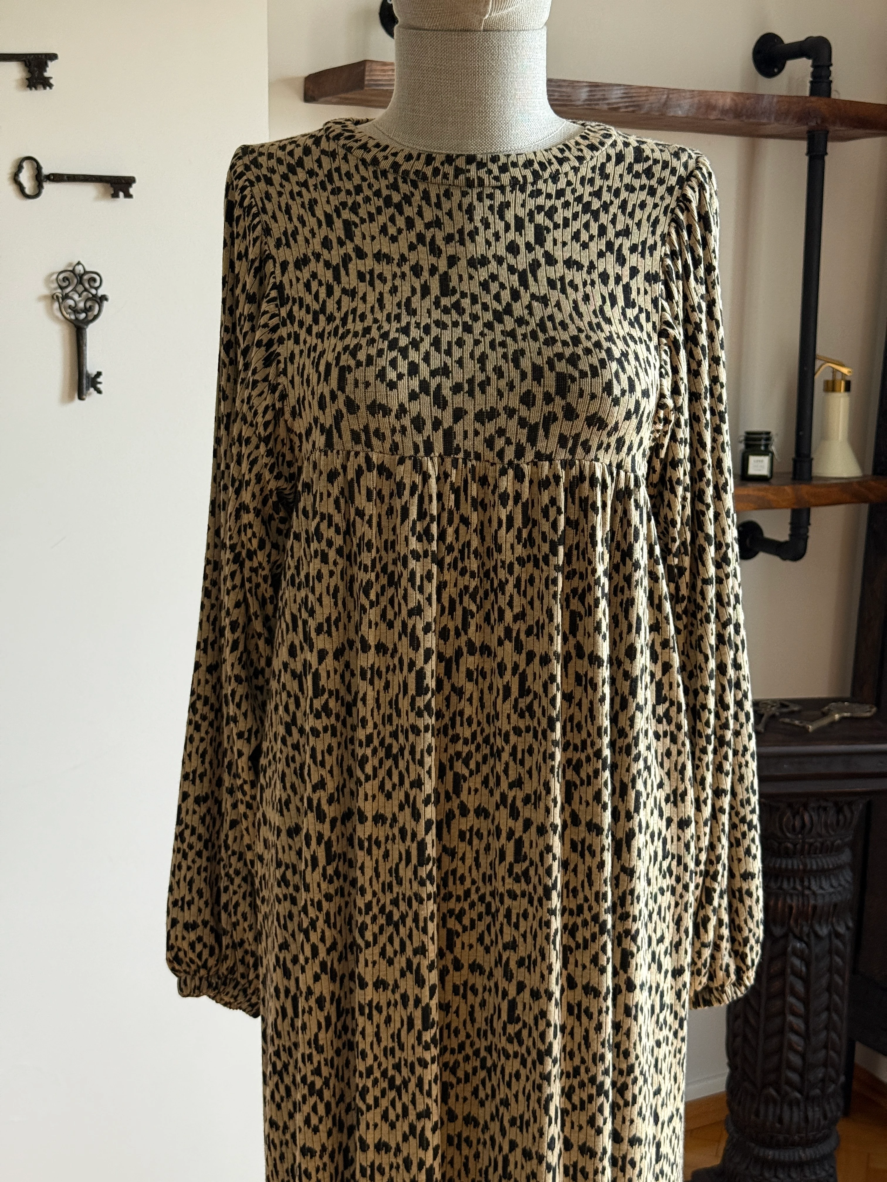 Leopar Desen Salaş Örme Elbise 8001 NAVRA | FENDEL