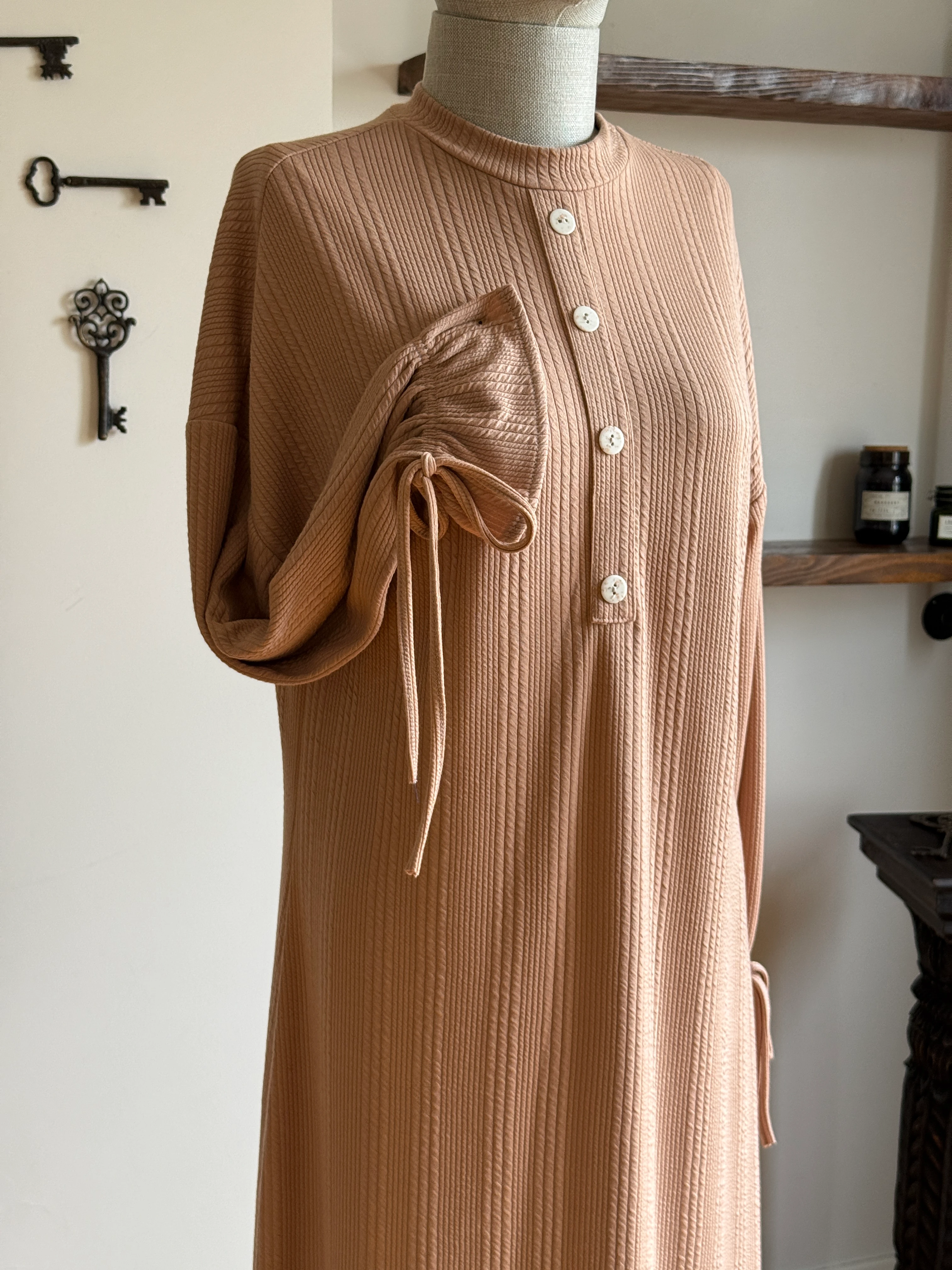 Süs Patlı Kol Bağlamalı Örme Elbise 2413 NAVRA | FENDEL