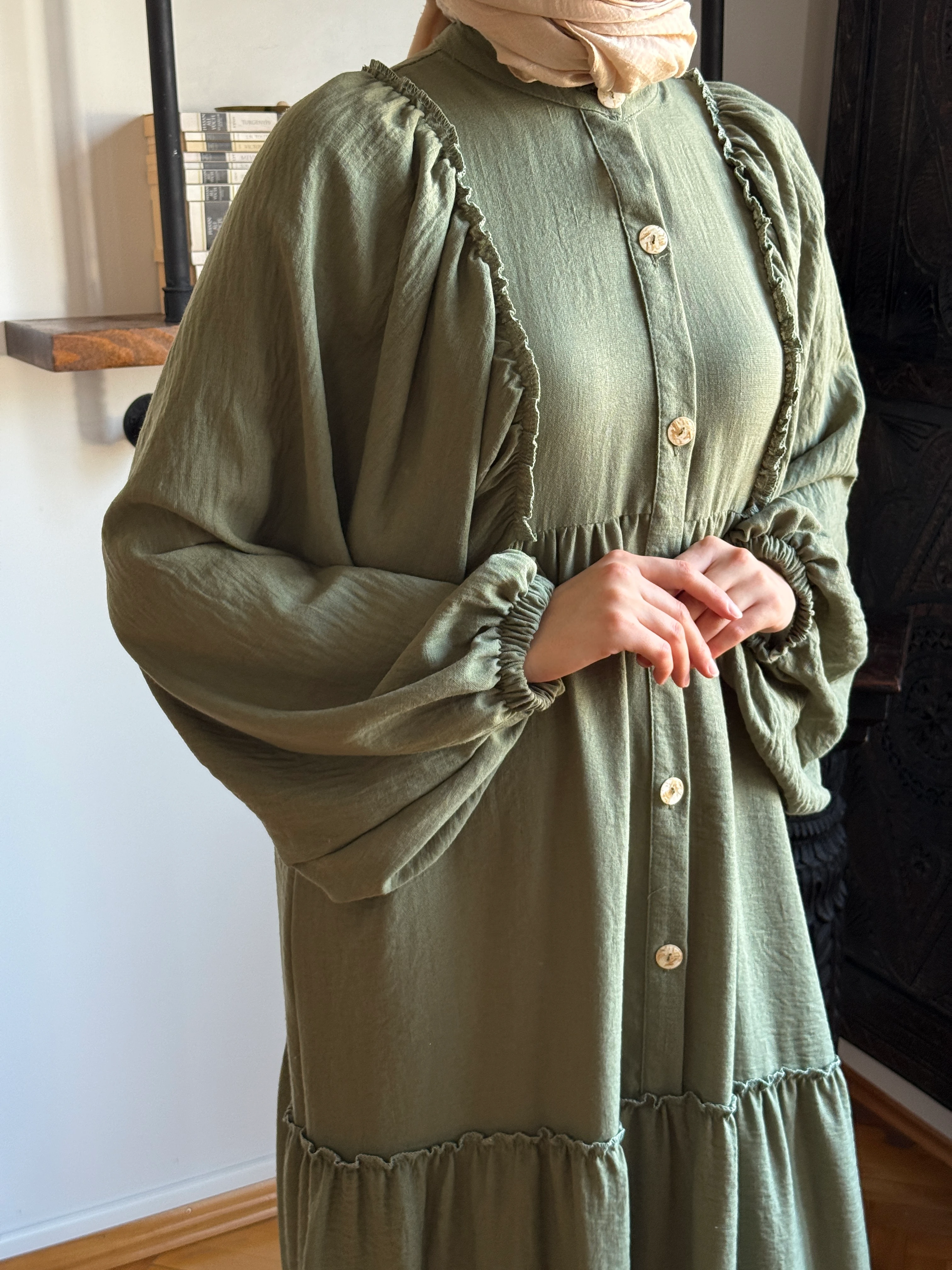 Salaş Büzgülü Keten Elbise 1922 NAVRA | FENDEL